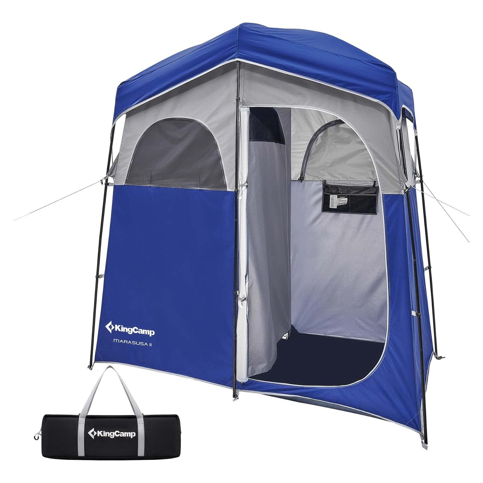 Carpa de Ducha KingCamp 2 Habitaciones Azul/Gris para Camping