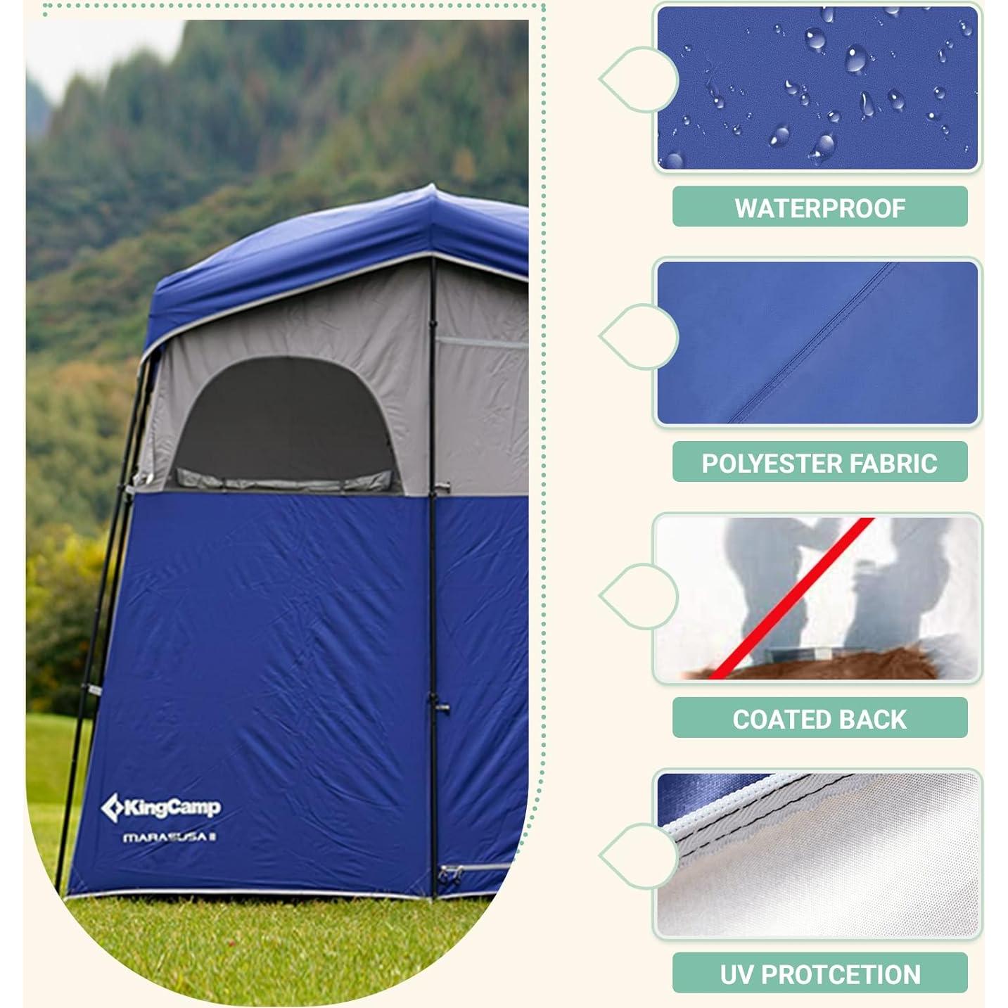 Carpa de Ducha KingCamp 2 Habitaciones Azul/Gris para Camping