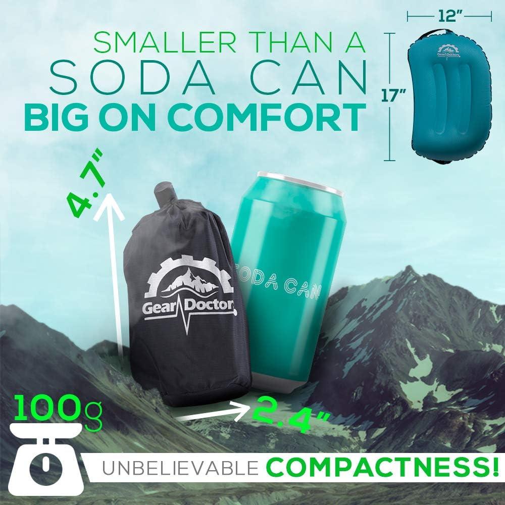 Cojín de Camping Inflable Gear Doctors Azul 36x20 cm Ultraligero