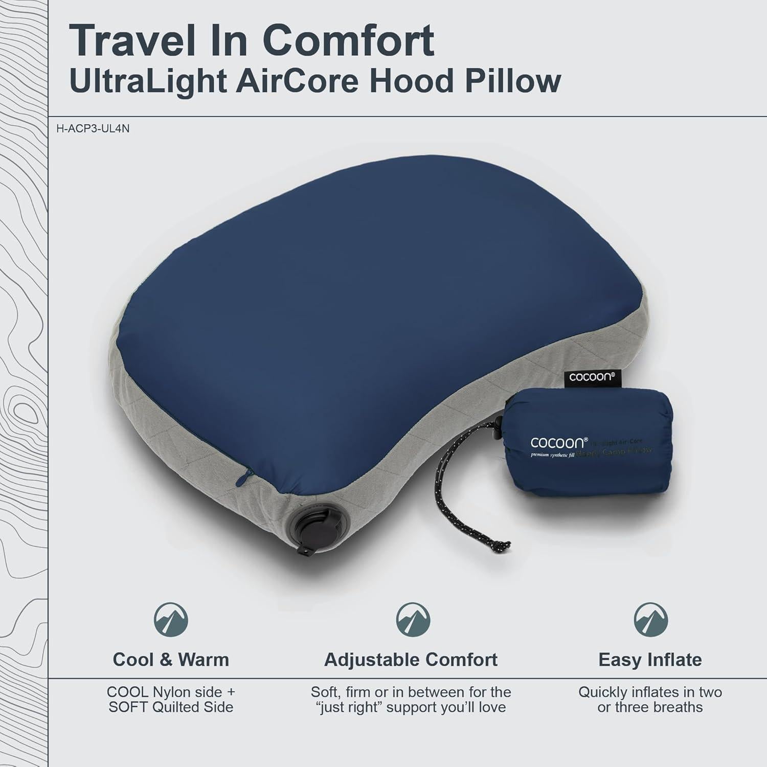 Almohada Inflable Ultraligera COCOON para Camping 28x38 cm