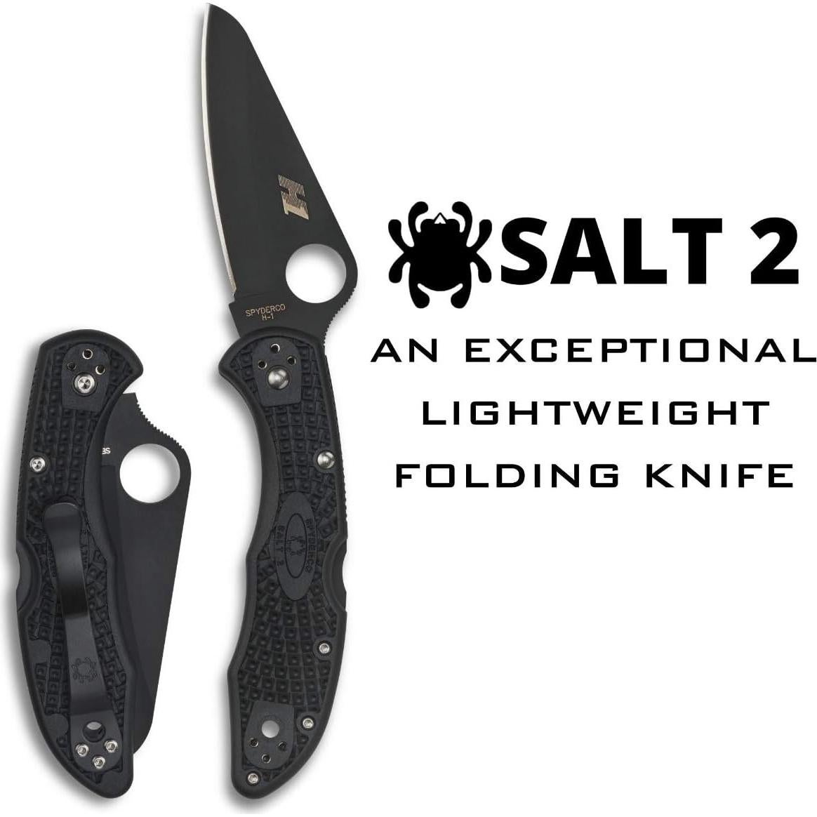 Cuchillo Plegable Spyderco Salt 2 Negro 7.62 cm Acero H-1