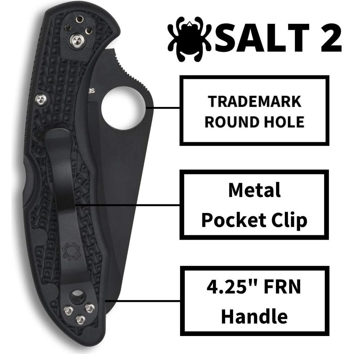 Cuchillo Plegable Spyderco Salt 2 Negro 7.62 cm Acero H-1