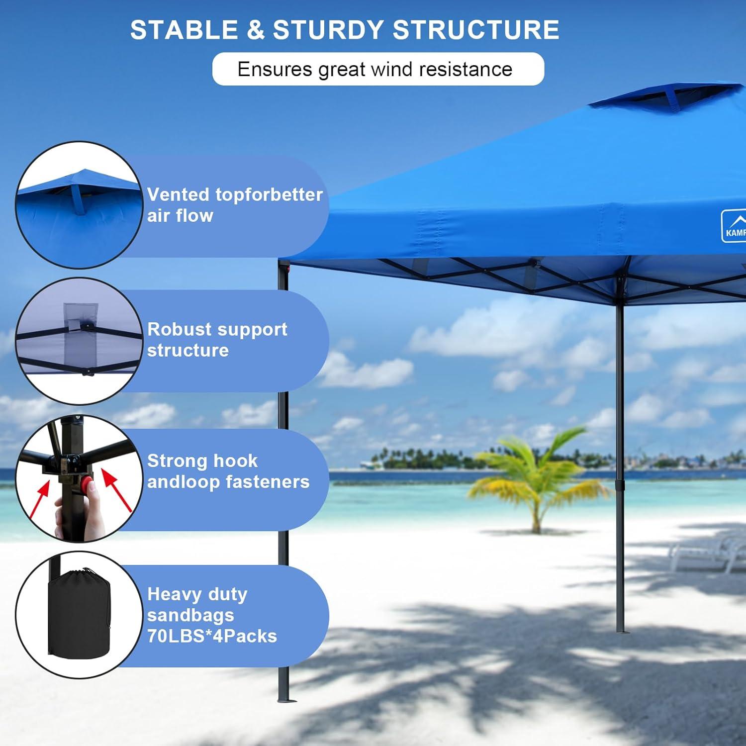 Carpa Plegable KAMPKEEPER 3x3m con 2 Paredes Laterales