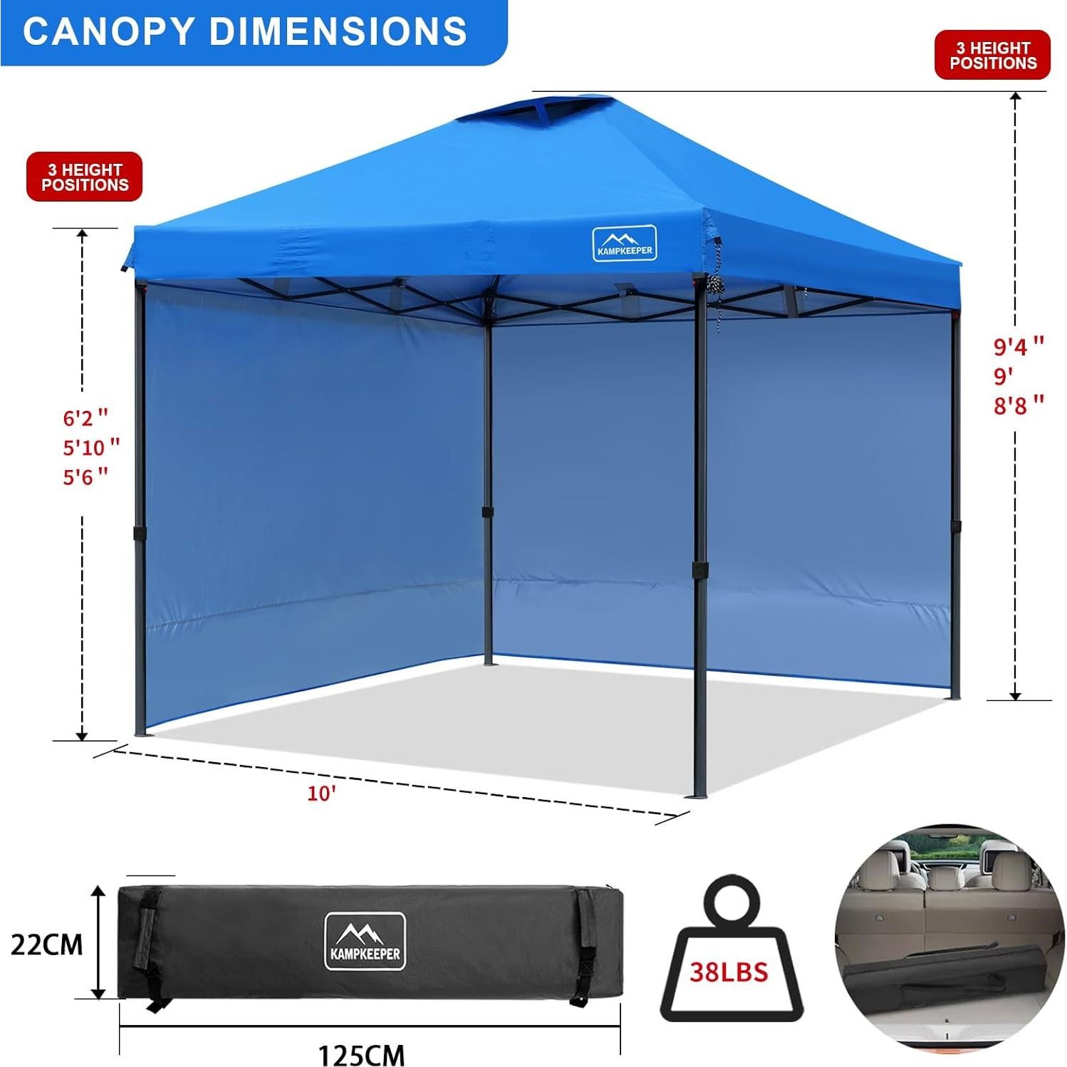 Carpa Plegable KAMPKEEPER 3x3m con 2 Paredes Laterales