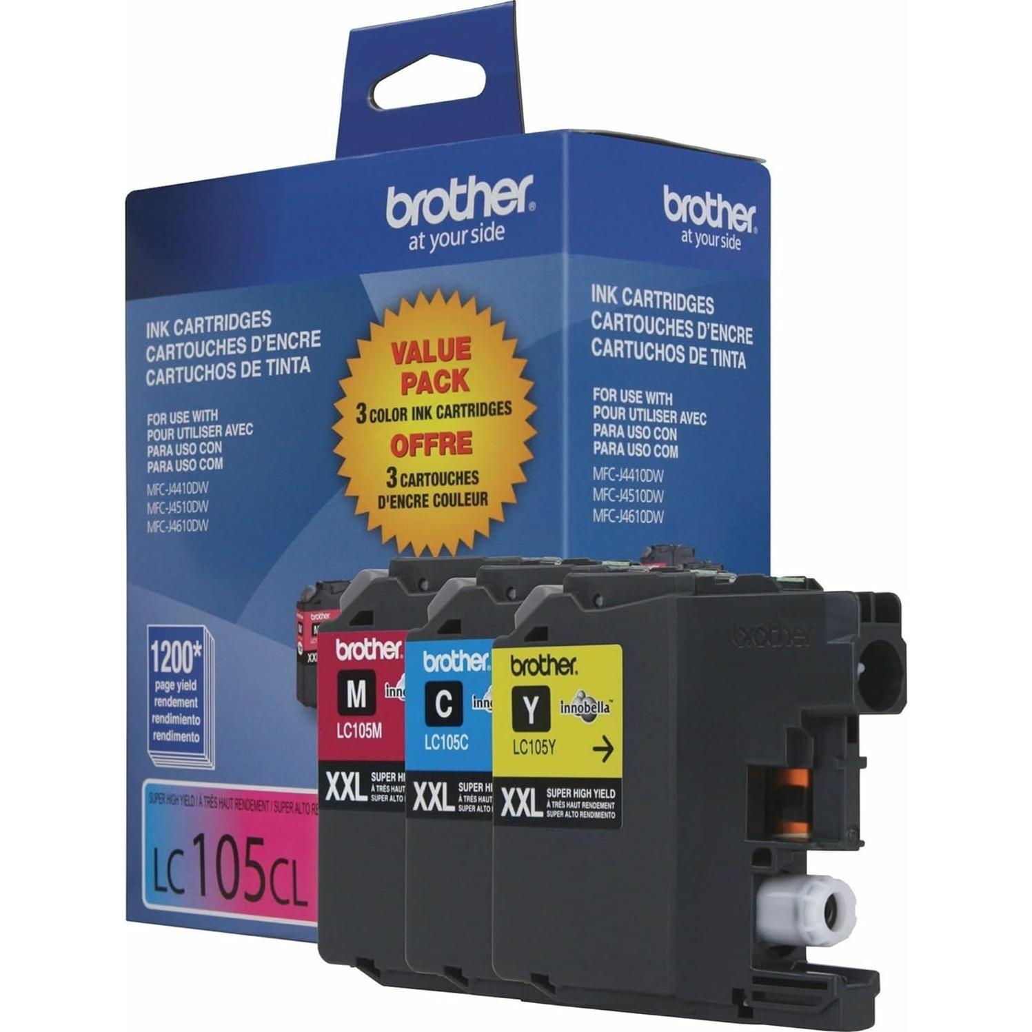 Tinta Brother LC1053PKS - Paquete de 3 Colores (Cian, Magenta, Amarillo)