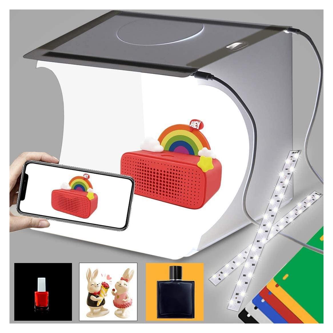 Caja de Luz Fotográfica DUCLUS 22x23x24cm con 40 LEDs y Fondos