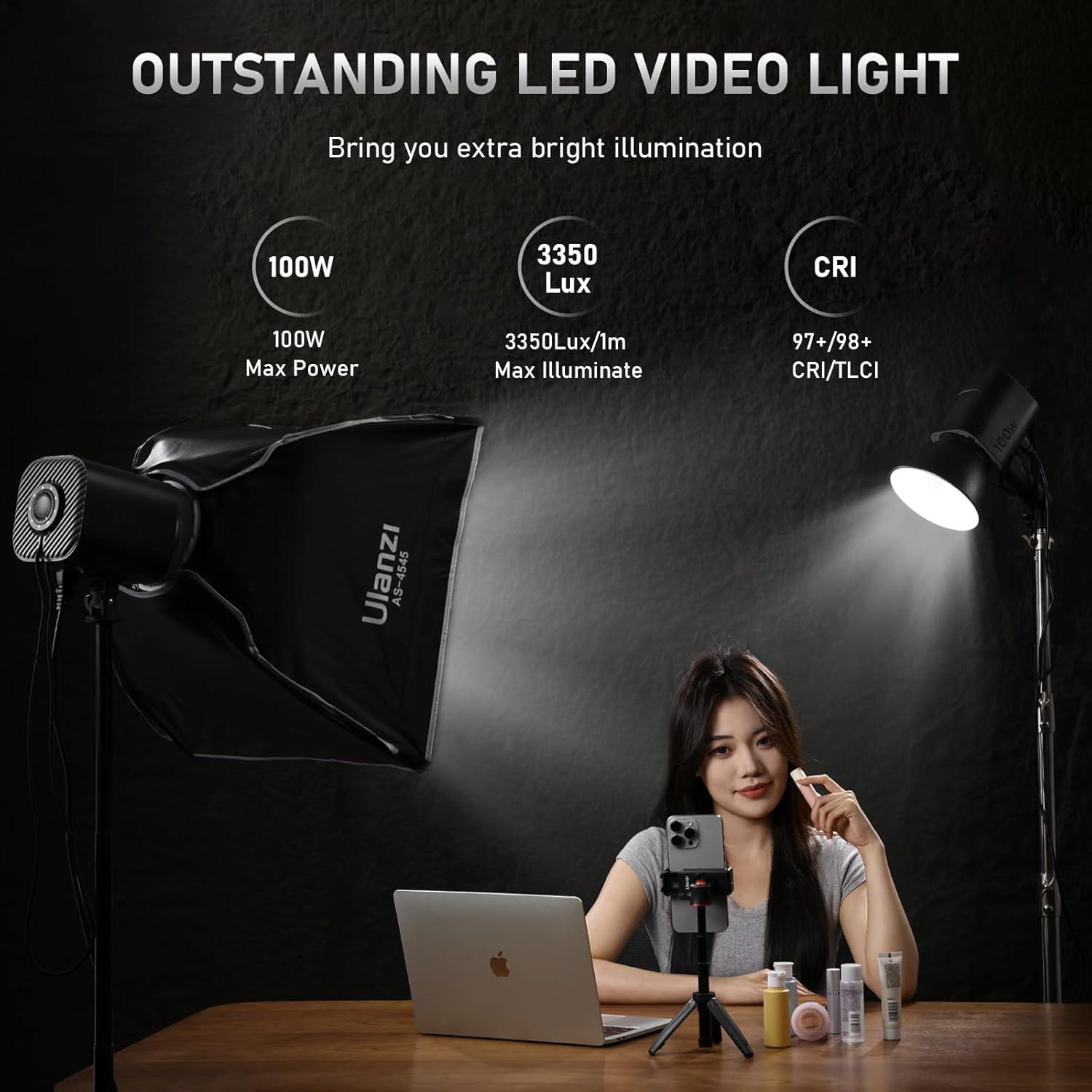 Luz de Video LED ULANZI LT026 100W COB 5600K 9 Niveles Brillo