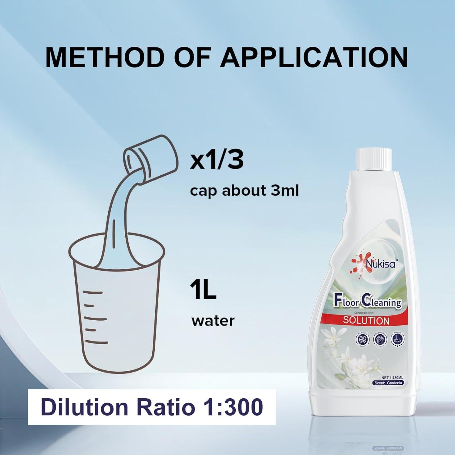 Solución de limpieza de pisos Nukisa 500ml aroma gardenia