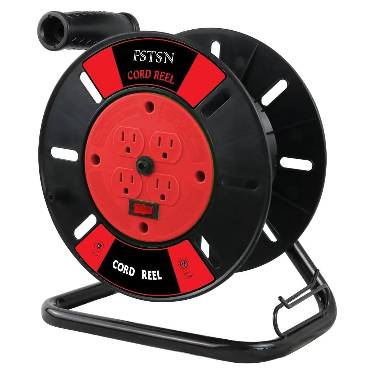 Carrete de Almacenamiento de Cable FSTSN 30.99x13cm Rojo 4 Salidas