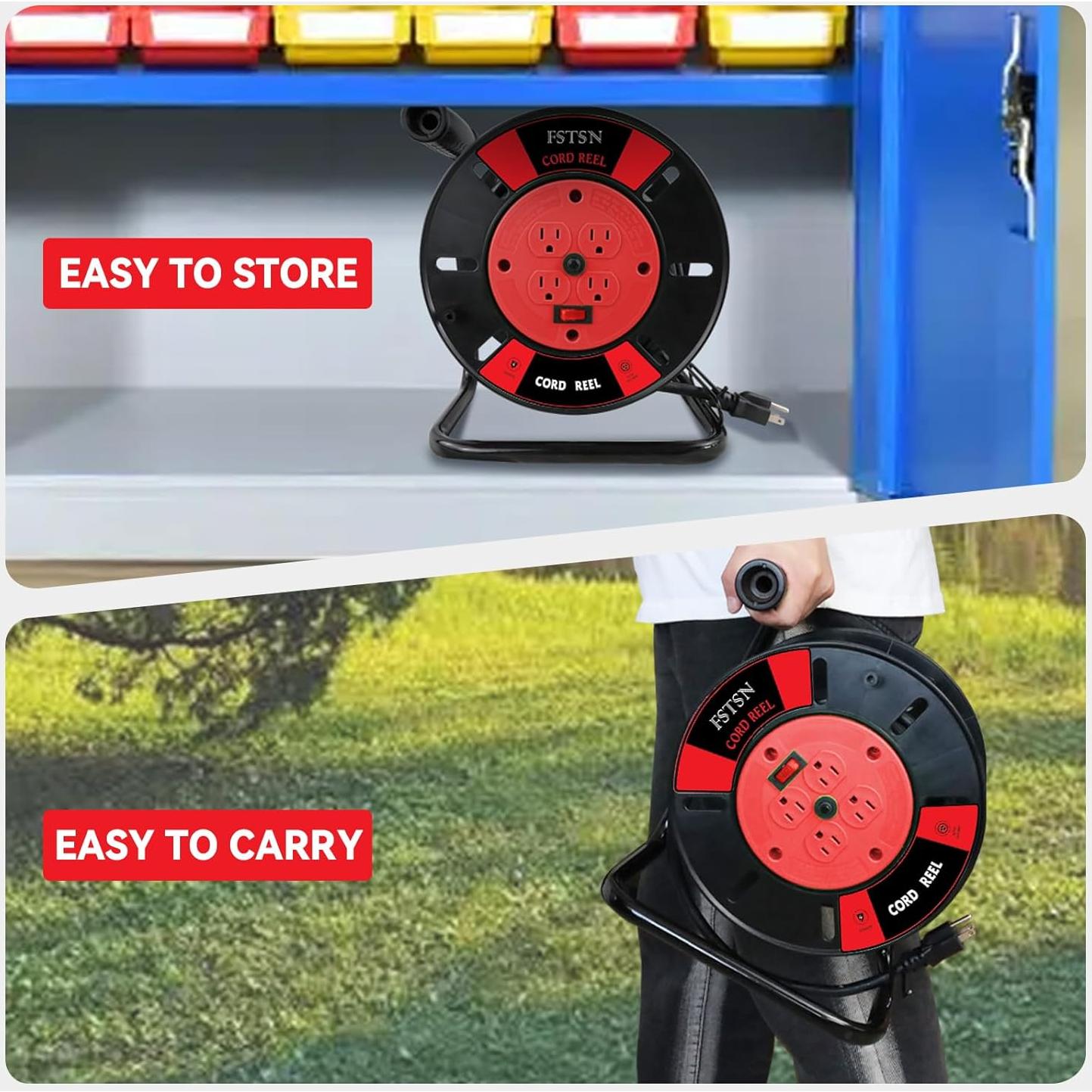 Carrete de Almacenamiento de Cable FSTSN 30.99x13cm Rojo 4 Salidas