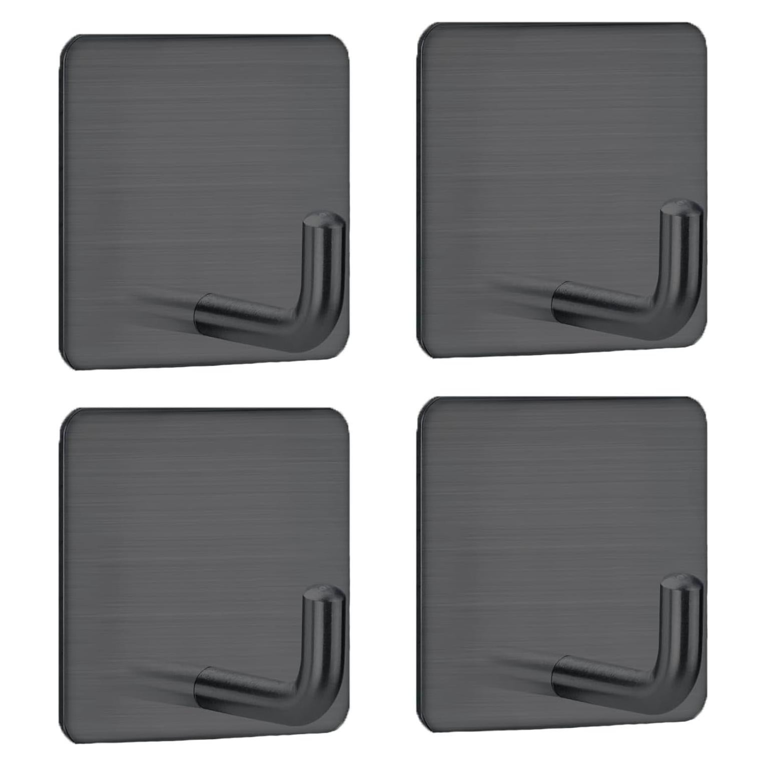 Ganchos Adhesivos FOTYRIG Negros Acero Inoxidable 4 Piezas