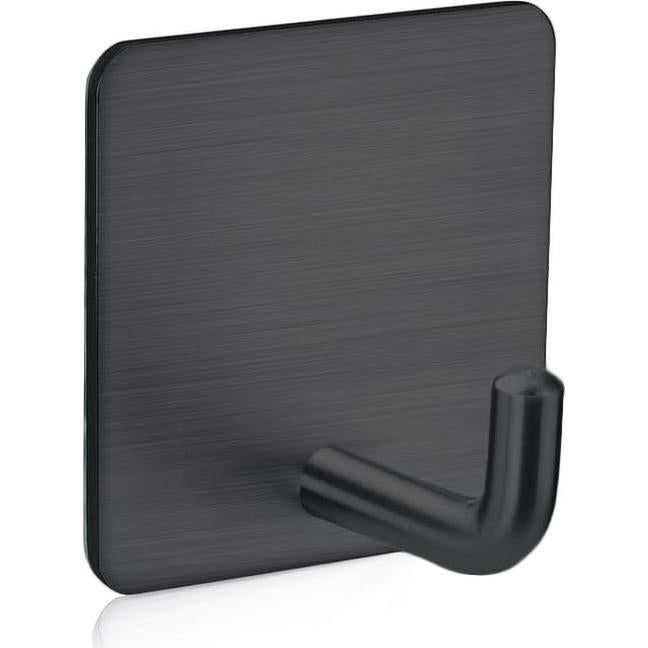 Ganchos Adhesivos FOTYRIG Negros Acero Inoxidable 4 Piezas