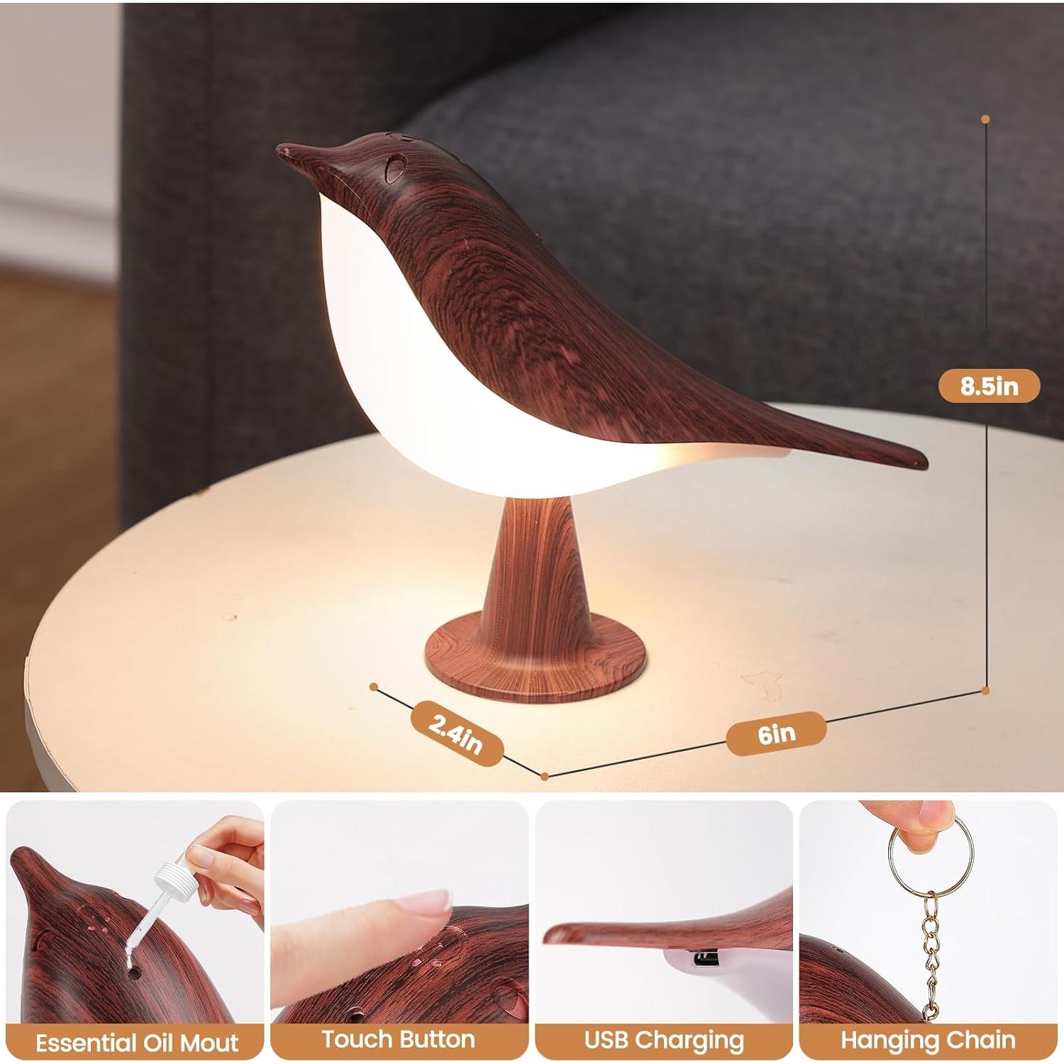 Lámpara de Mesa Táctil Haotao Pájaro 2Pack Recargable USB