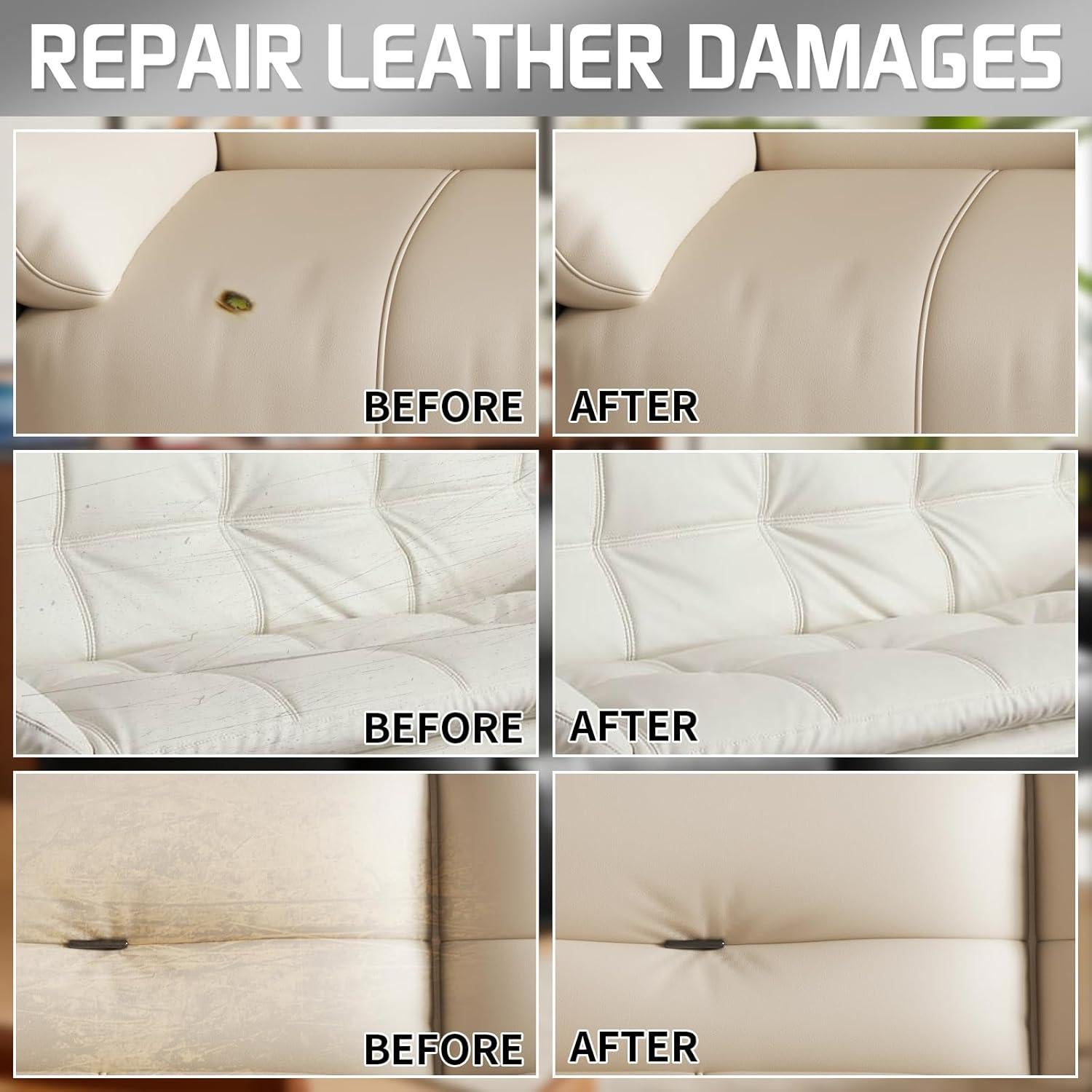 Kit de Reparación de Cuero Laxmorph - Crema, 181g, Muebles y Autos