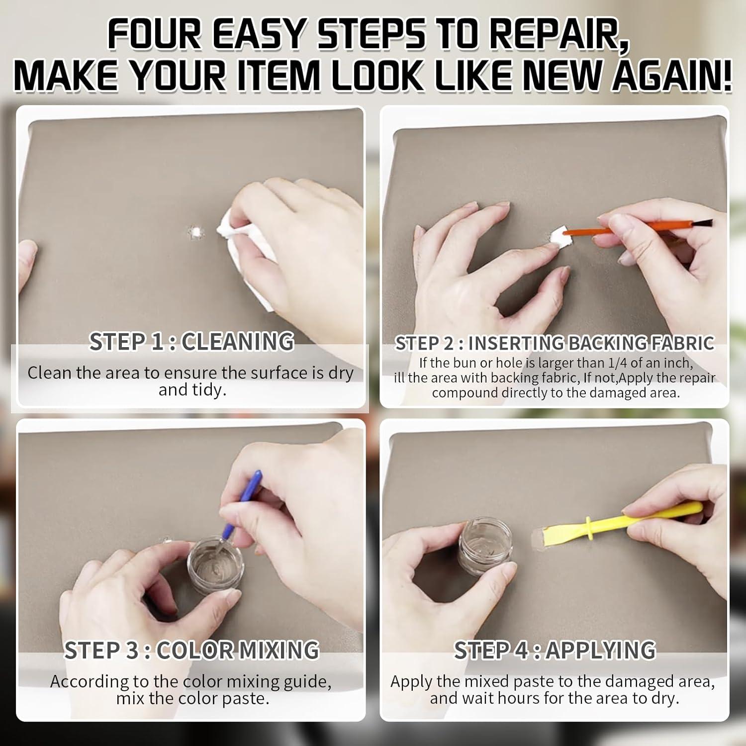 Kit de Reparación de Cuero Laxmorph - Crema, 181g, Muebles y Autos