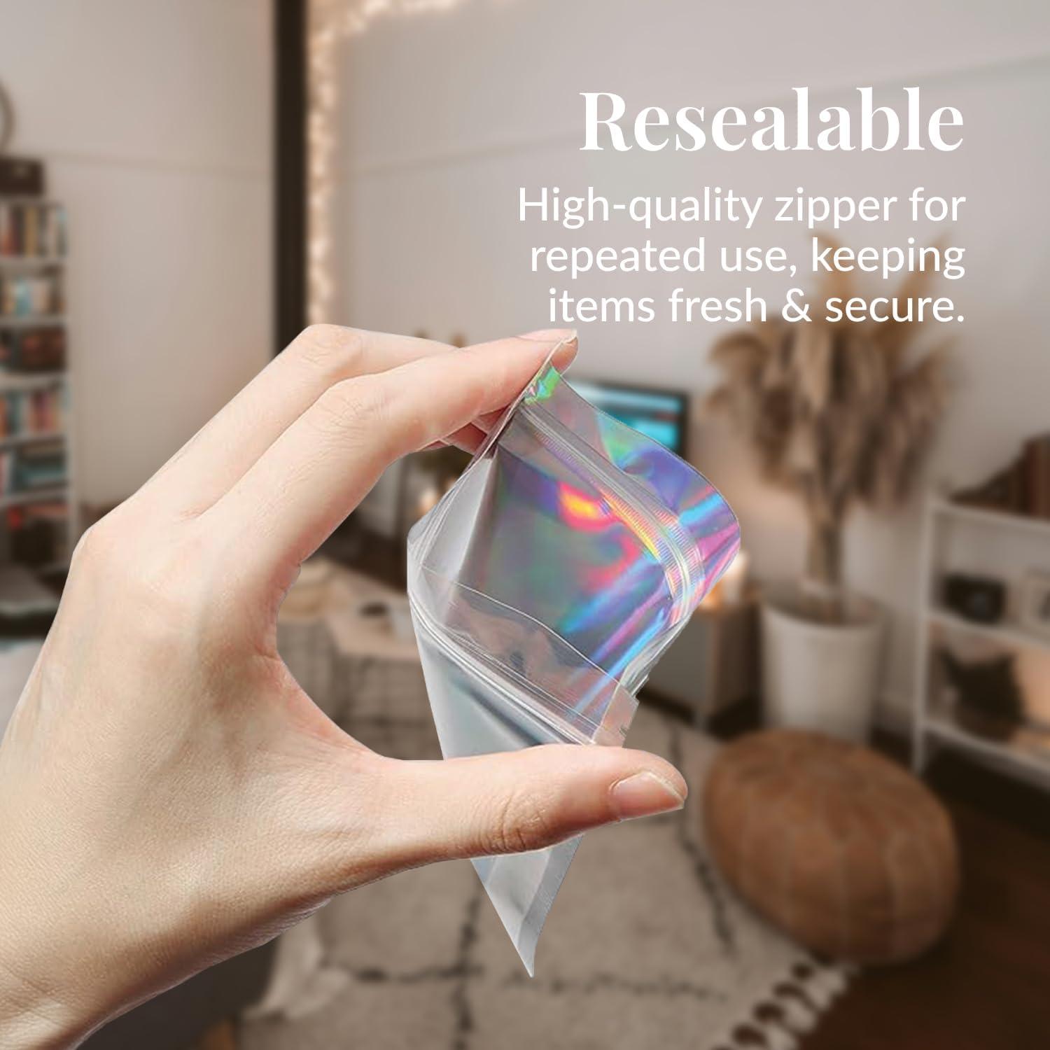 Bolsas Mylar Prestee 10x7.6 cm Holográficas 100 Piezas Resellables