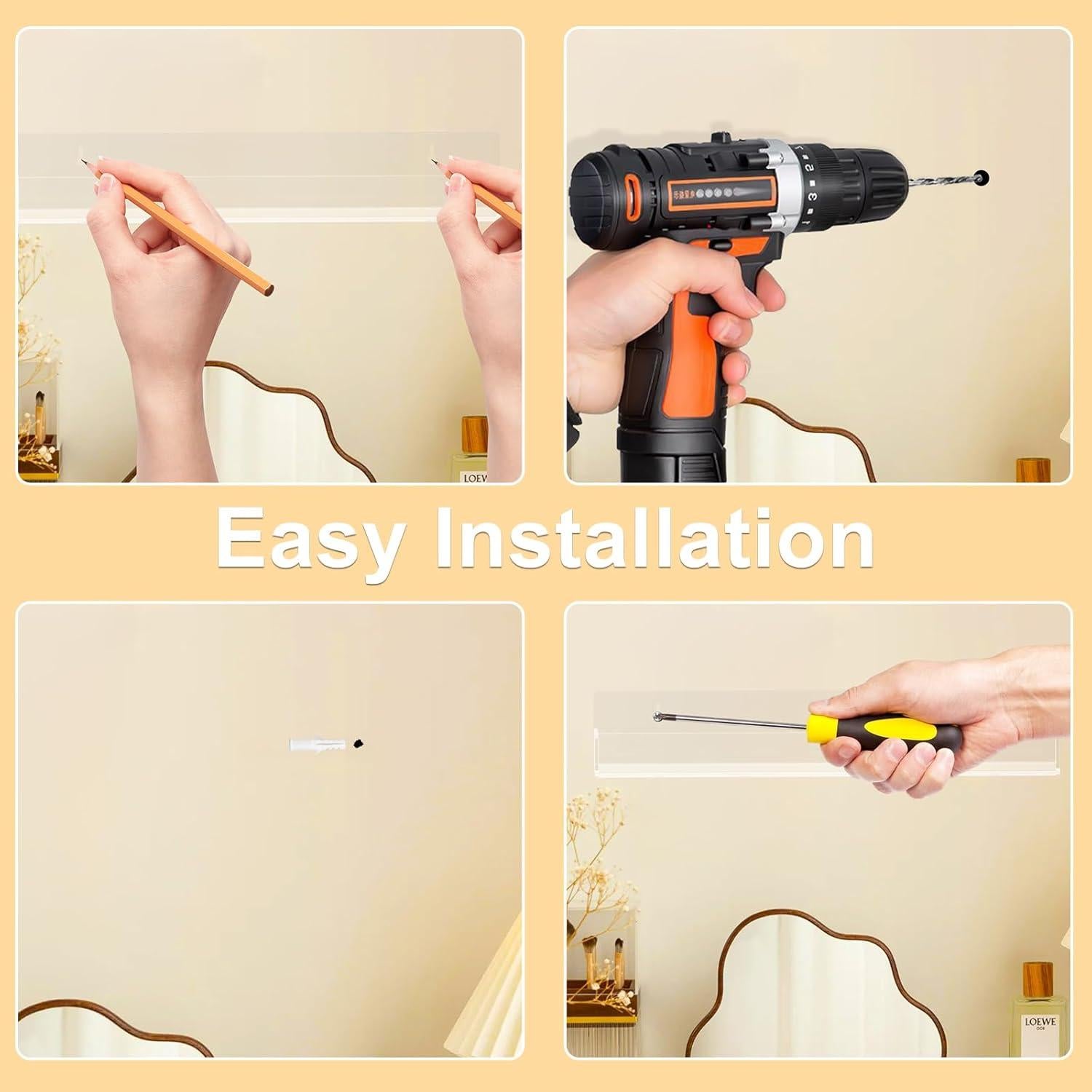 Estante Flotante Acrílico SOVQUEST 38x7x6 cm - 2 Piezas