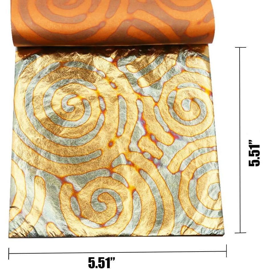 Hojas de Oro Variegada KINNO 25 Hojas 14x14 cm Cobre