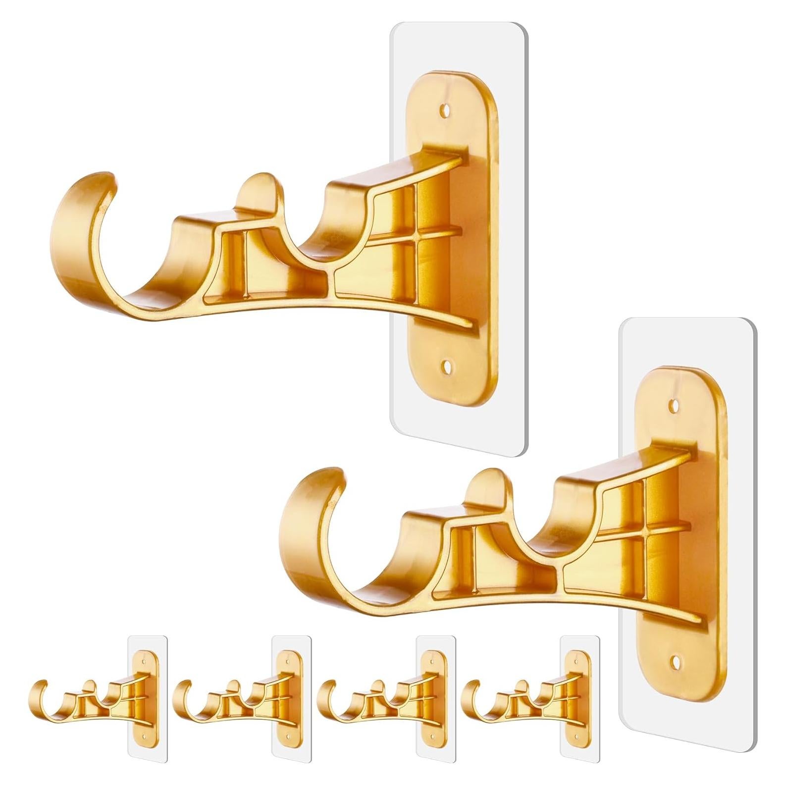 Soportes Adhesivos para Varilla de Cortina Doble Antimbee - 6 Unidades Dorado