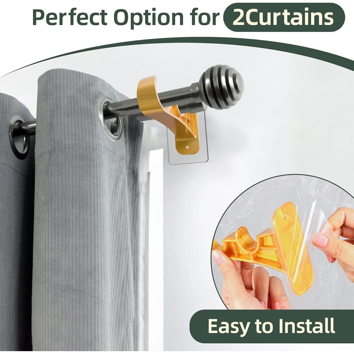 Soportes Adhesivos para Varilla de Cortina Doble Antimbee - 6 Unidades Dorado