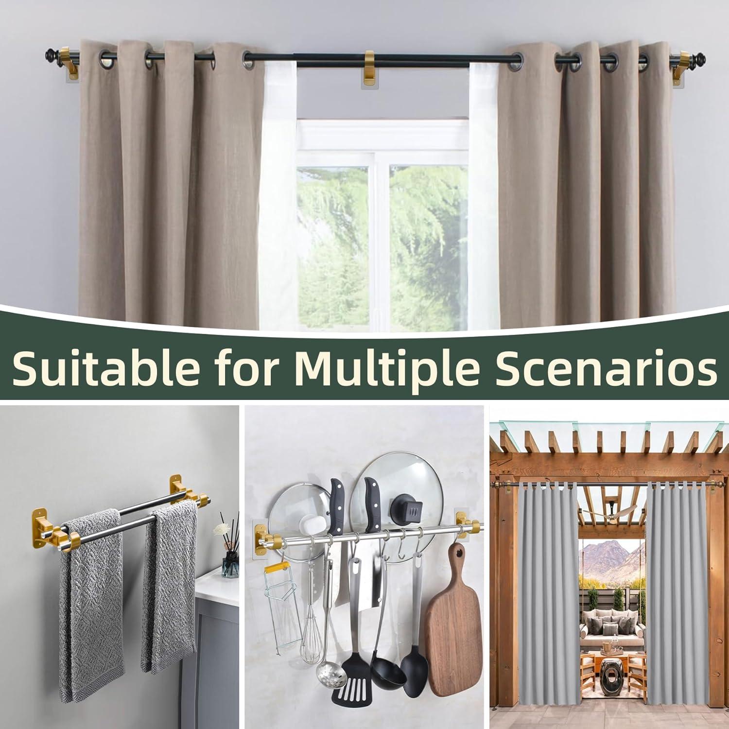 Soportes Adhesivos para Varilla de Cortina Doble Antimbee - 6 Unidades Dorado