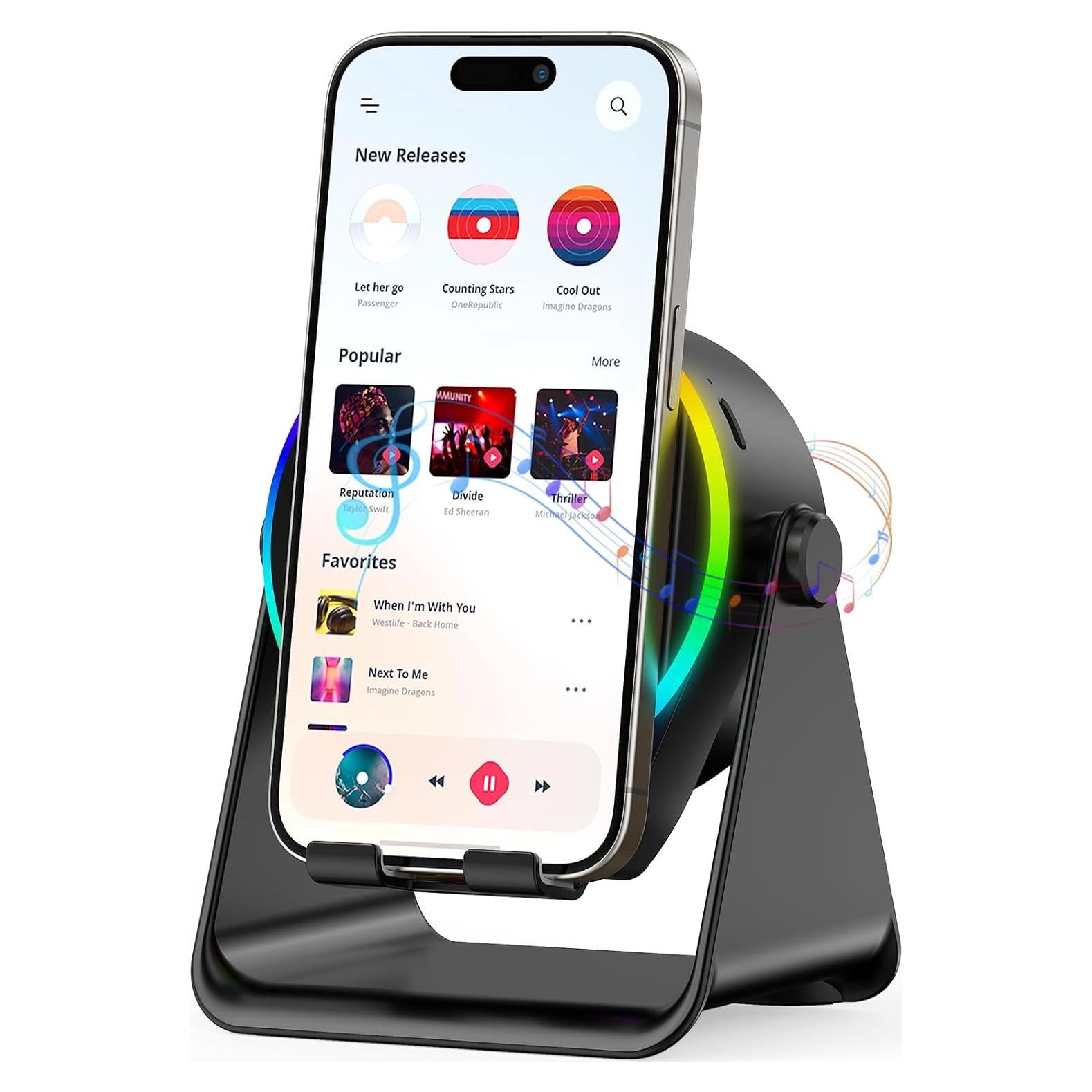 Altavoz Inalámbrico GIM con Soporte y Luz RGB 360° Negro