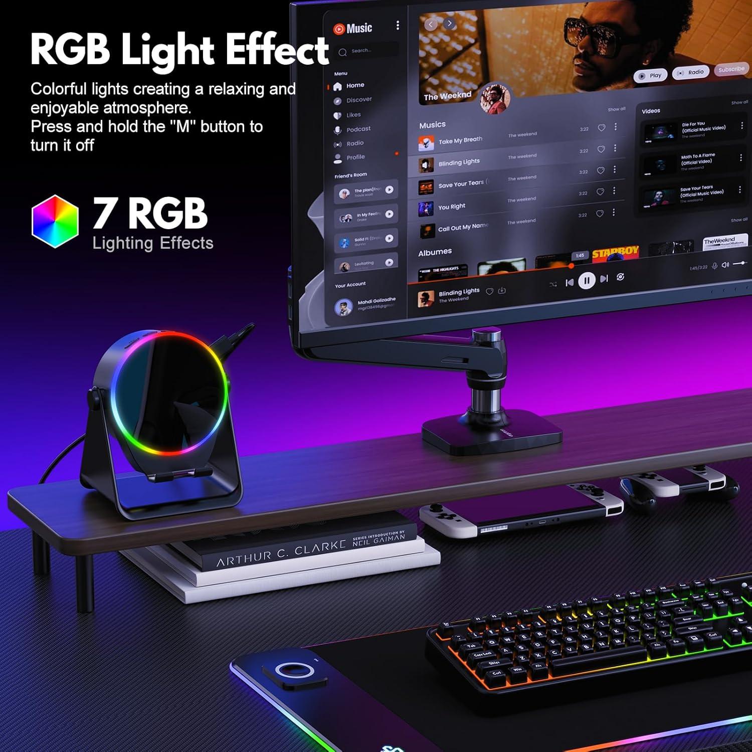 Altavoz Inalámbrico GIM con Soporte y Luz RGB 360° Negro