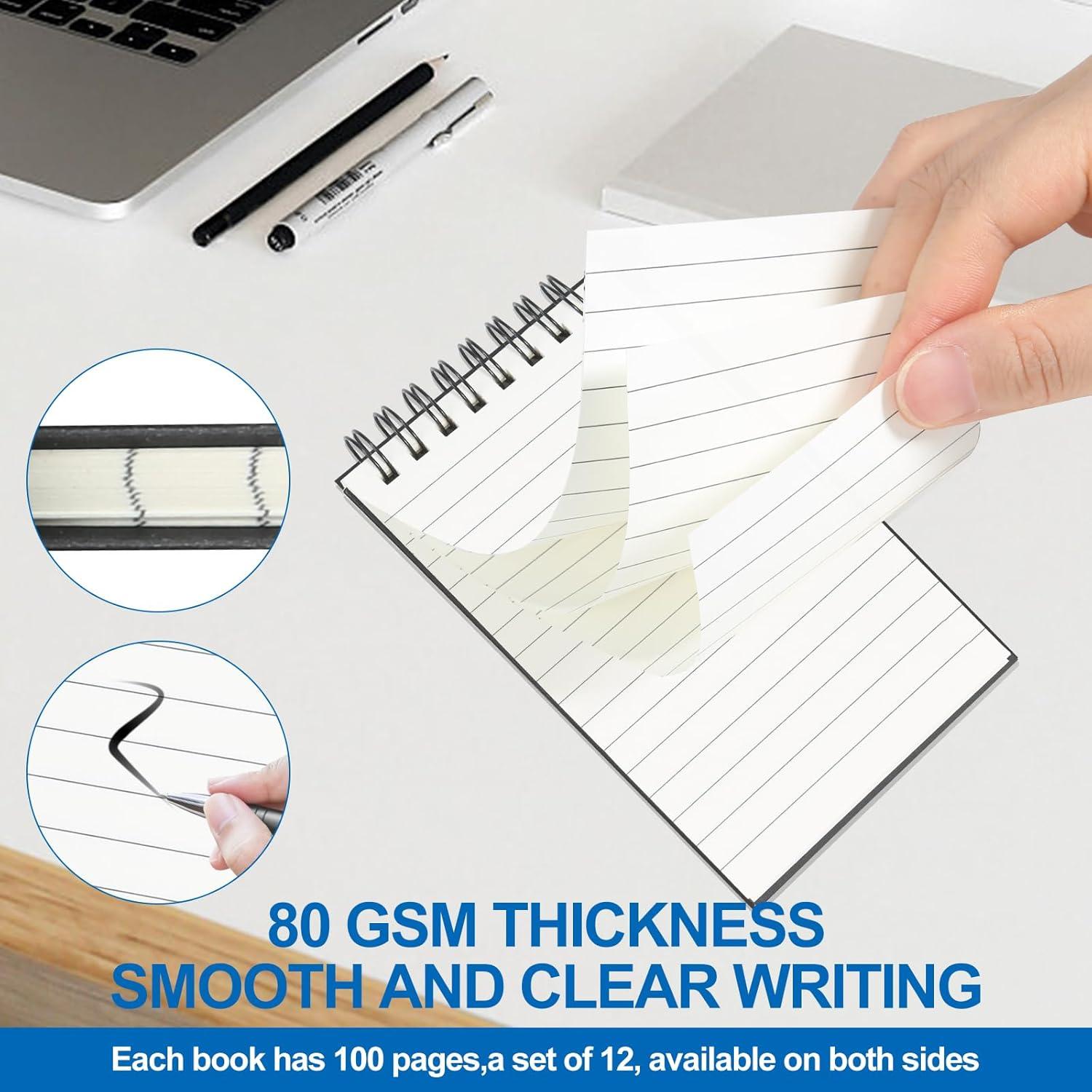 Paquete de 12 cuadernos espirales Wavamawa 3x5 cm rayados