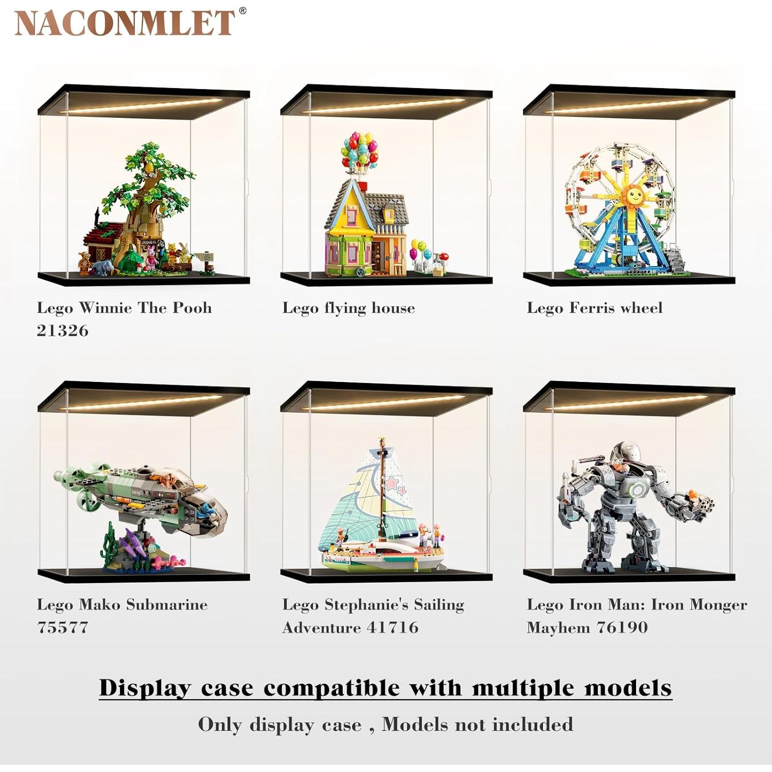 Caja de Exhibición Acrílica Iluminada Naconmlet 30x25x30cm para LEGO Winnie The Pooh