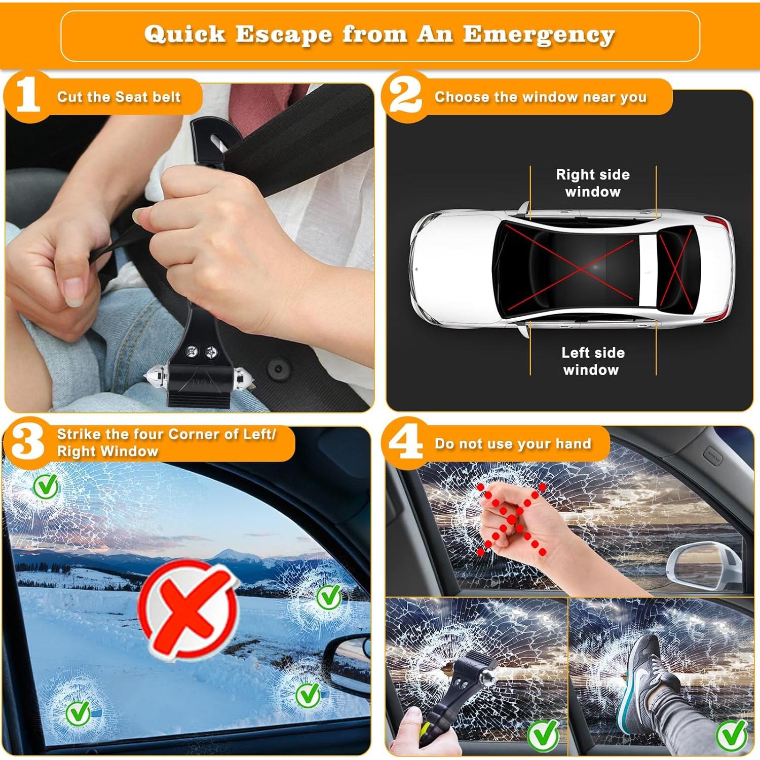 THINKWORK Martillo de Seguridad para Coche 2-en-1 Cortador de Cinturón