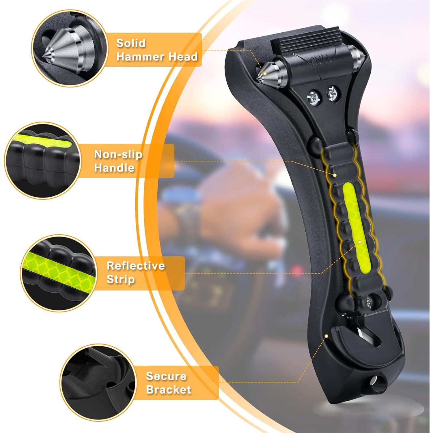 THINKWORK Martillo de Seguridad para Coche 2-en-1 Cortador de Cinturón