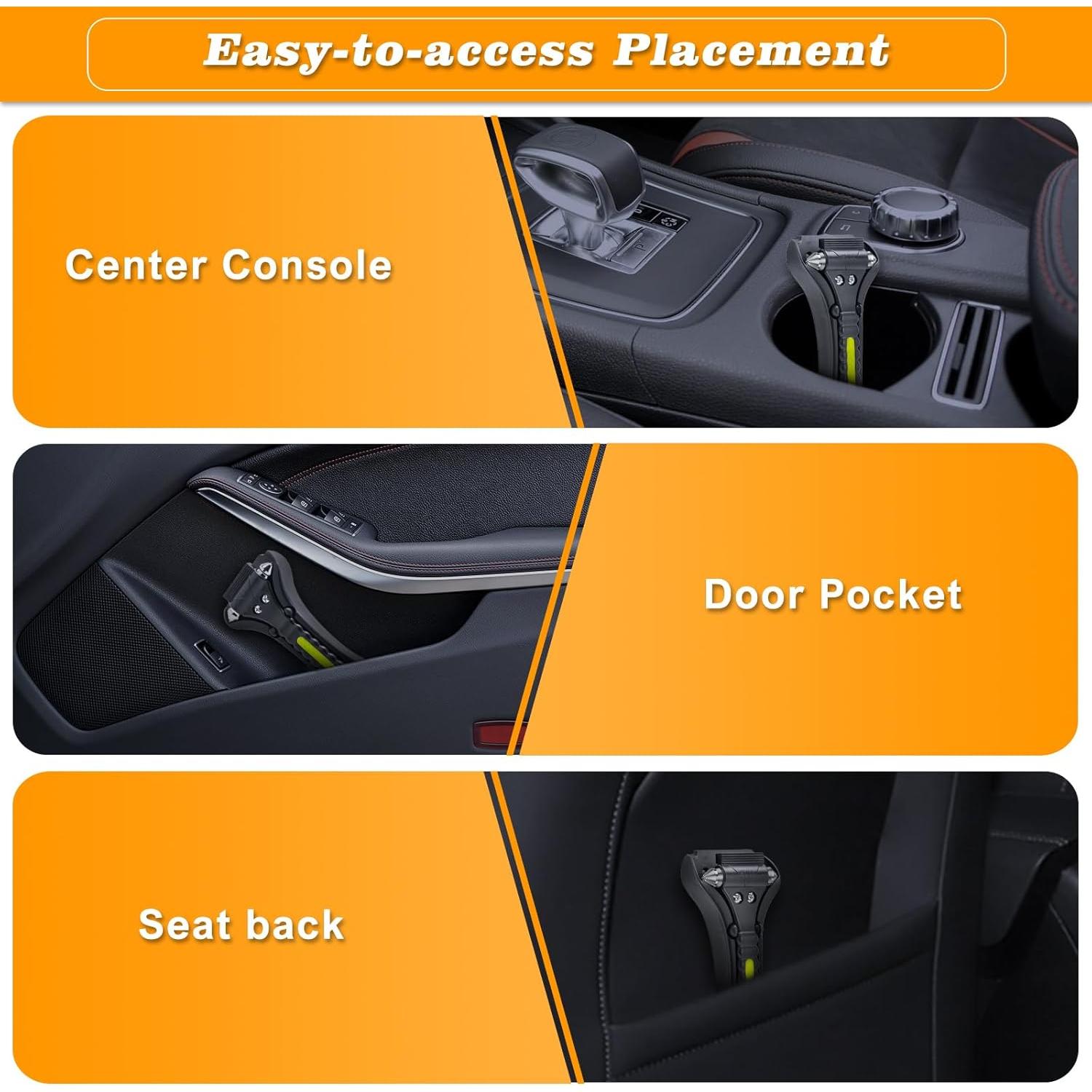 THINKWORK Martillo de Seguridad para Coche 2-en-1 Cortador de Cinturón