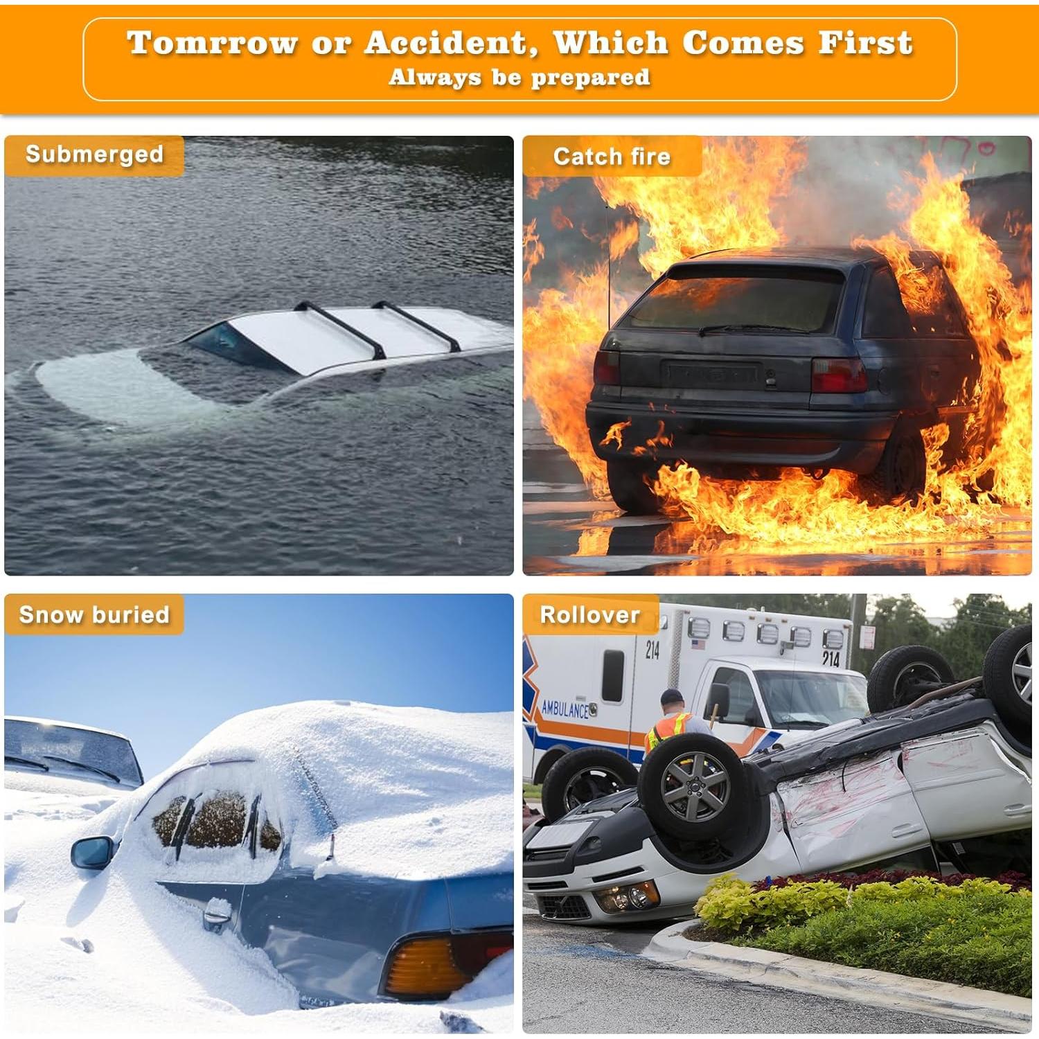 THINKWORK Martillo de Seguridad para Coche 2-en-1 Cortador de Cinturón