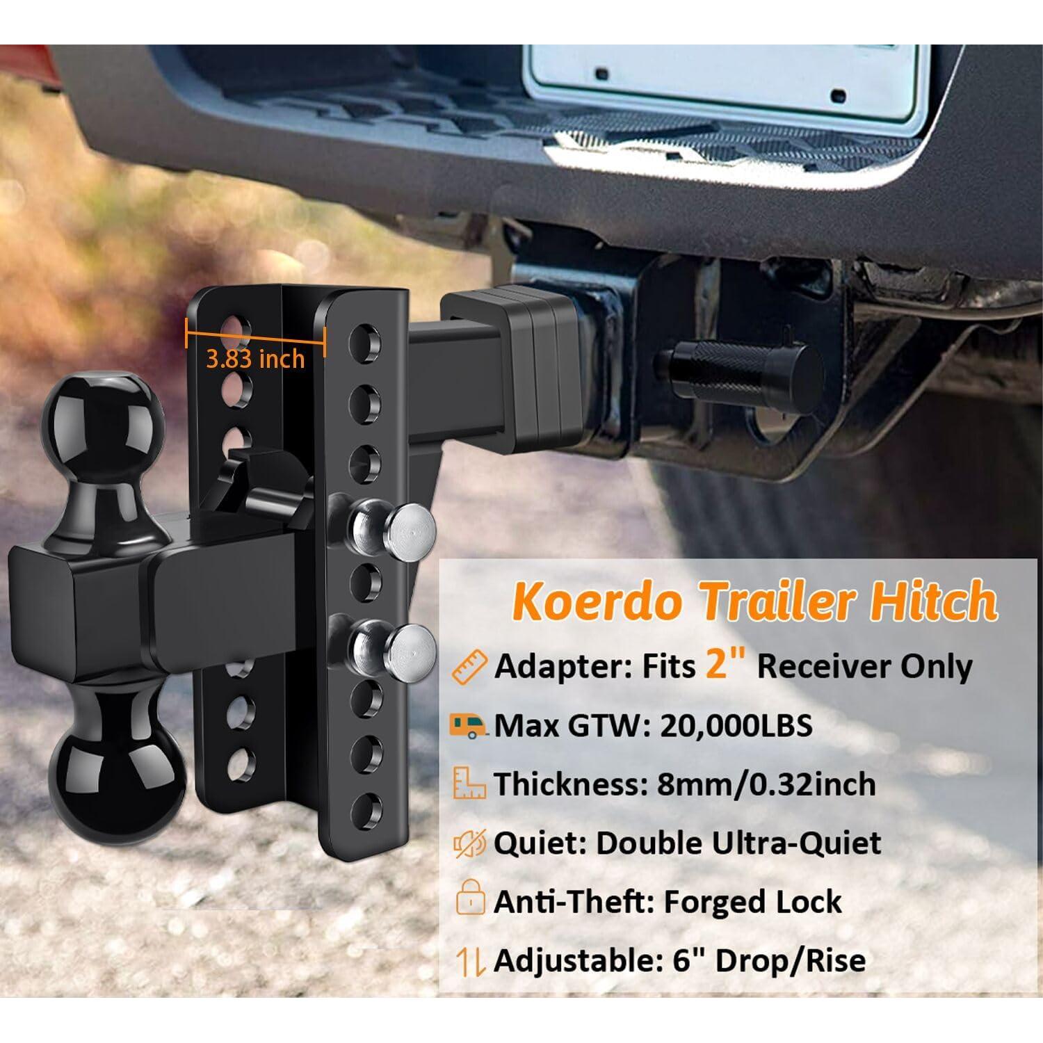 Enganche de Remolque Ajustable Koerdo 2" y 2-5/16" 6804 kg