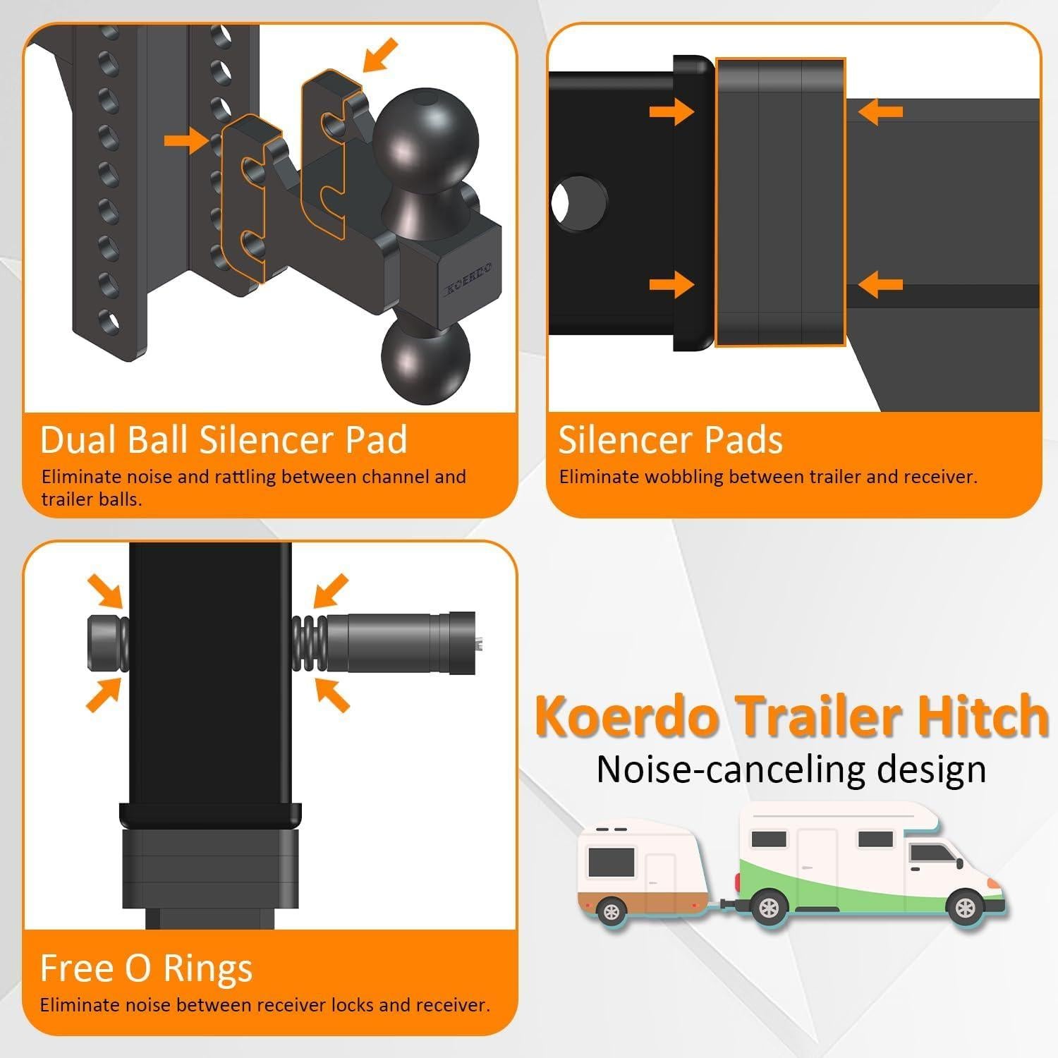 Enganche de Remolque Ajustable Koerdo 2" y 2-5/16" 6804 kg