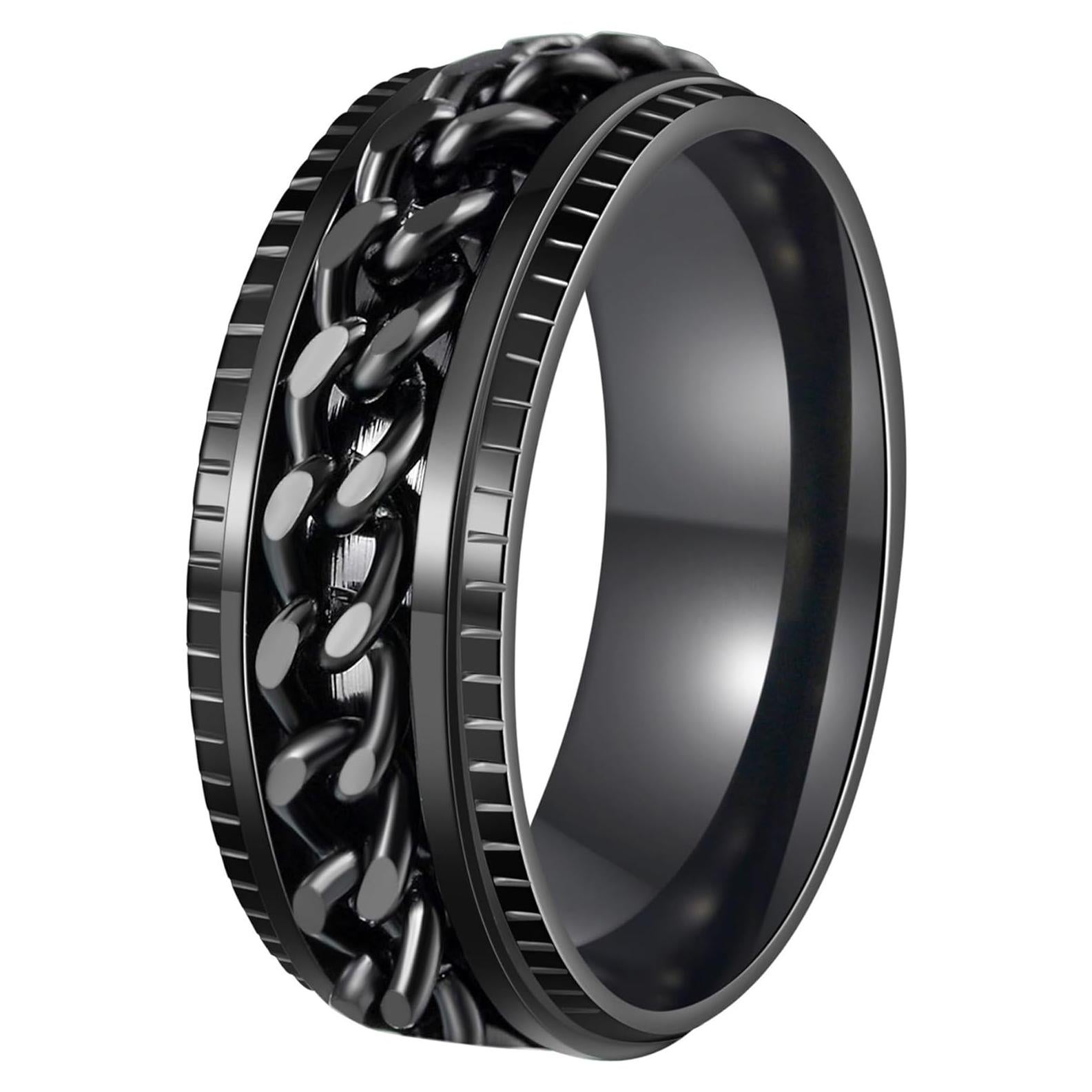 Anillo Antiestrés de Acero Inoxidable Titanio 8mm Unisex