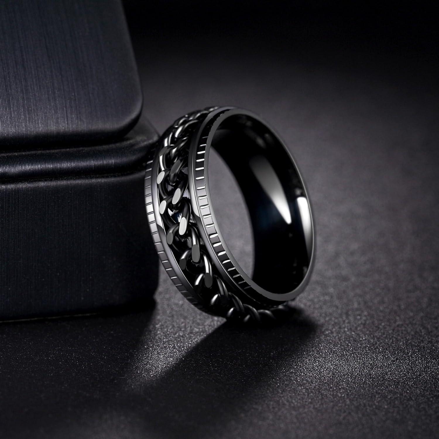 Anillo Antiestrés de Acero Inoxidable Titanio 8mm Unisex