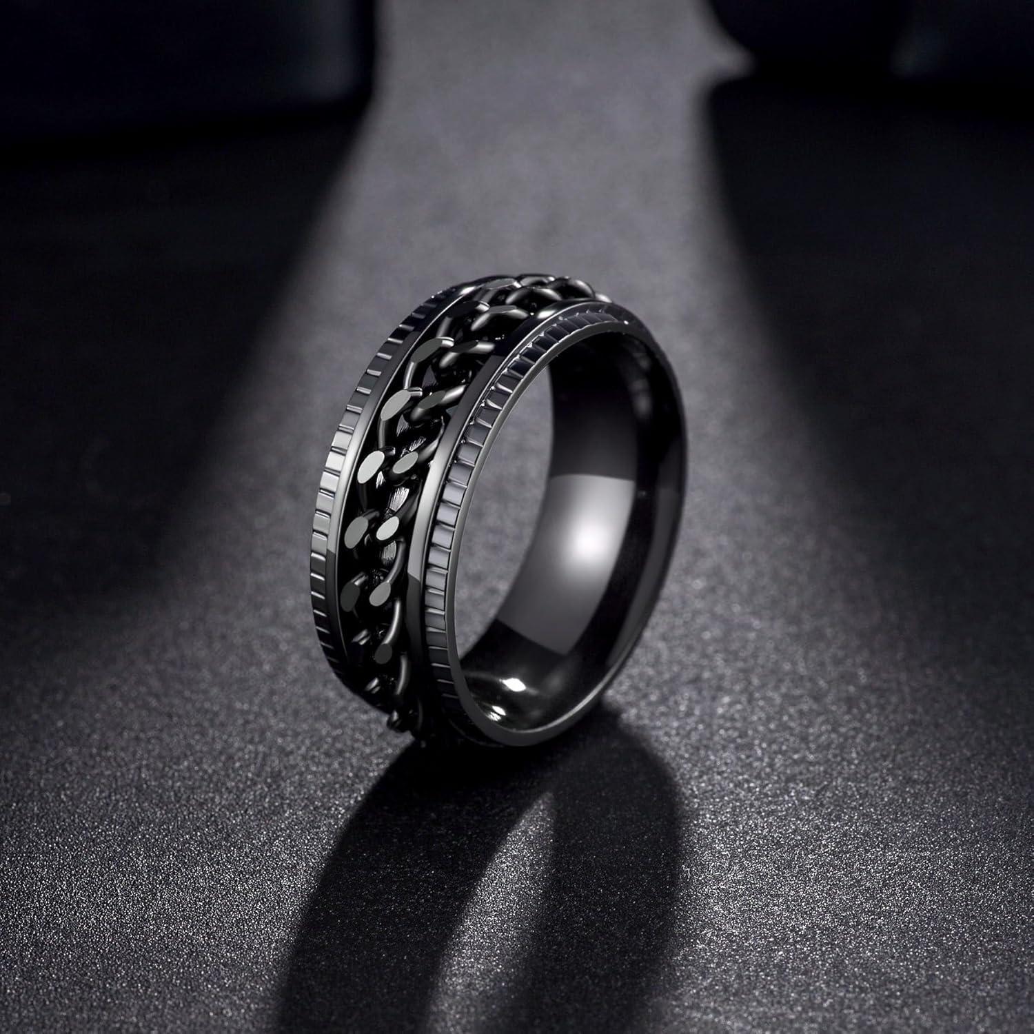 Anillo Antiestrés de Acero Inoxidable Titanio 8mm Unisex