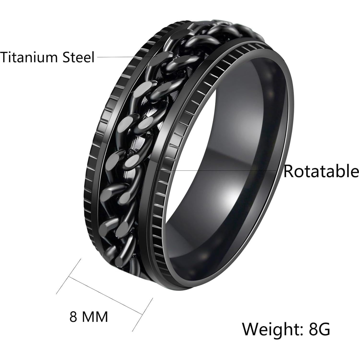 Anillo Antiestrés de Acero Inoxidable Titanio 8mm Unisex