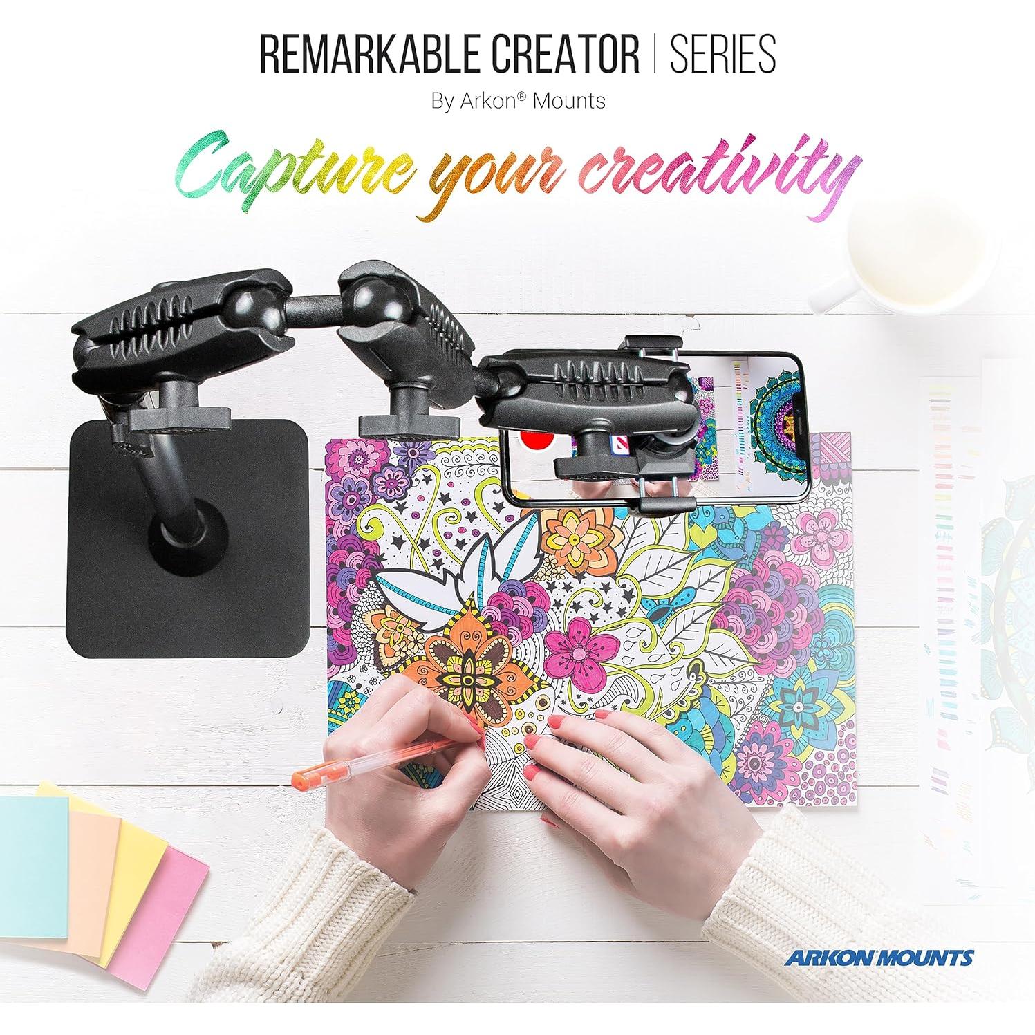 Soporte Ajustable ARKON con Luz de Anillo y Tableta