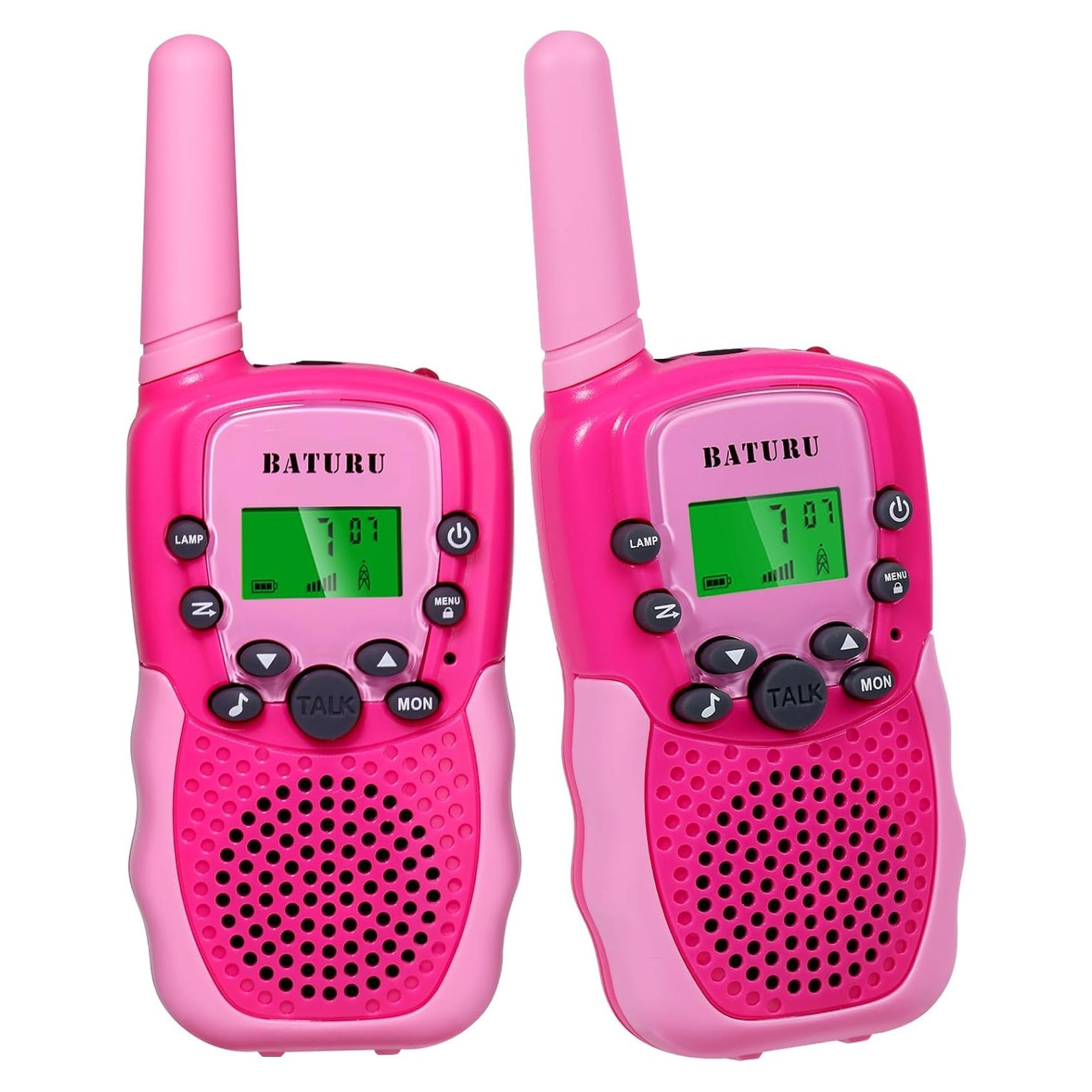 Walkie Talkies para Niñas BATURU 2-Pack Rosa 4-8 Años