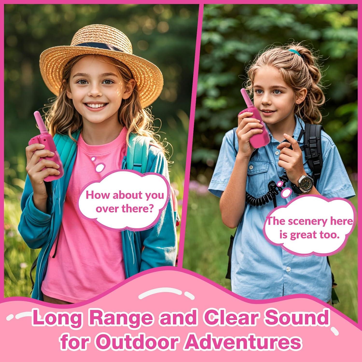 Walkie Talkies para Niñas BATURU 2-Pack Rosa 4-8 Años