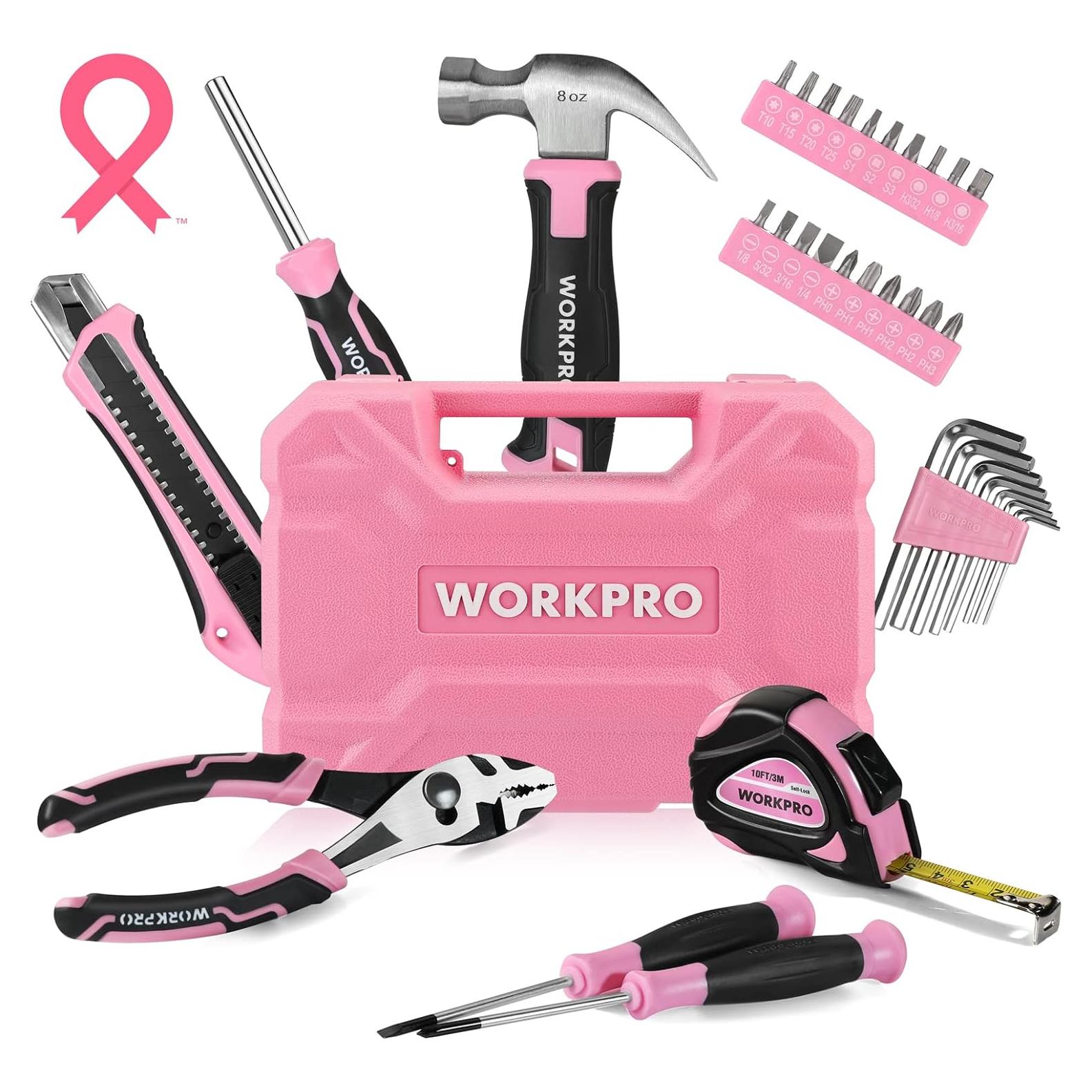 Set de Herramientas Pink 35 Piezas WORKPRO - Caja de Almacenamiento