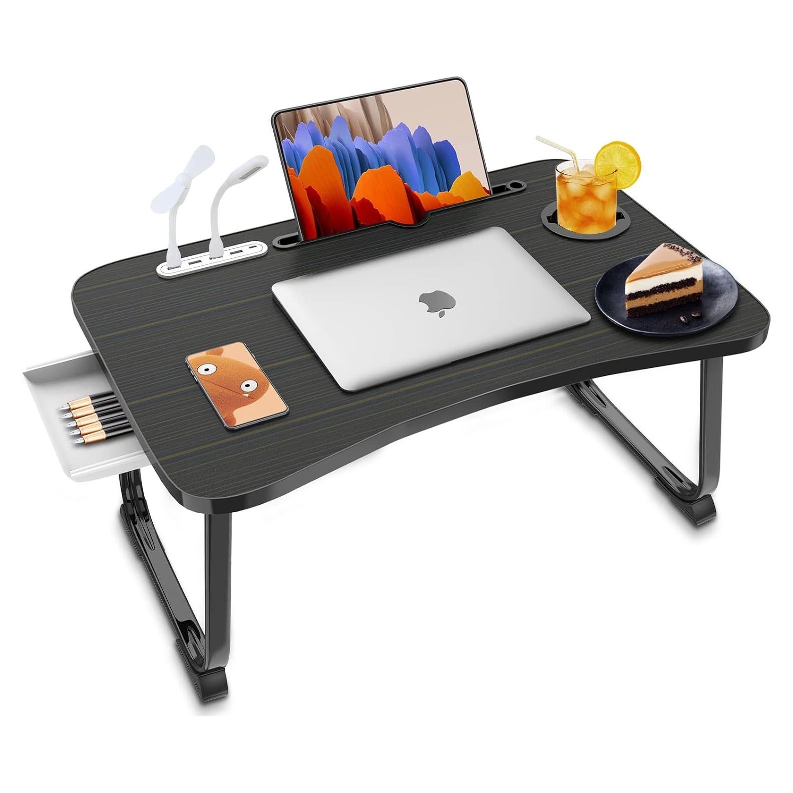 Escritorio de Cama Plegable Fayquaze con Puerto USB y Cajón