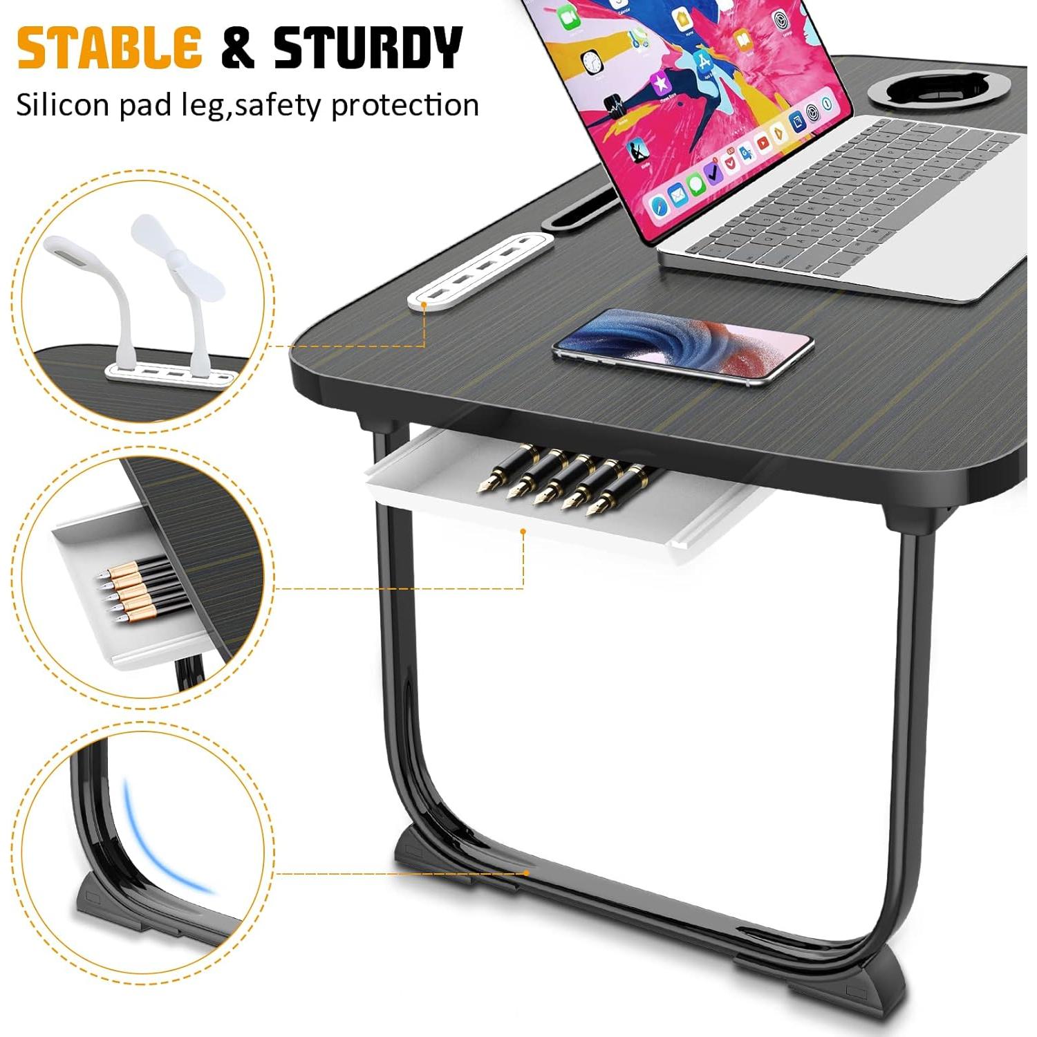 Escritorio de Cama Plegable Fayquaze con Puerto USB y Cajón