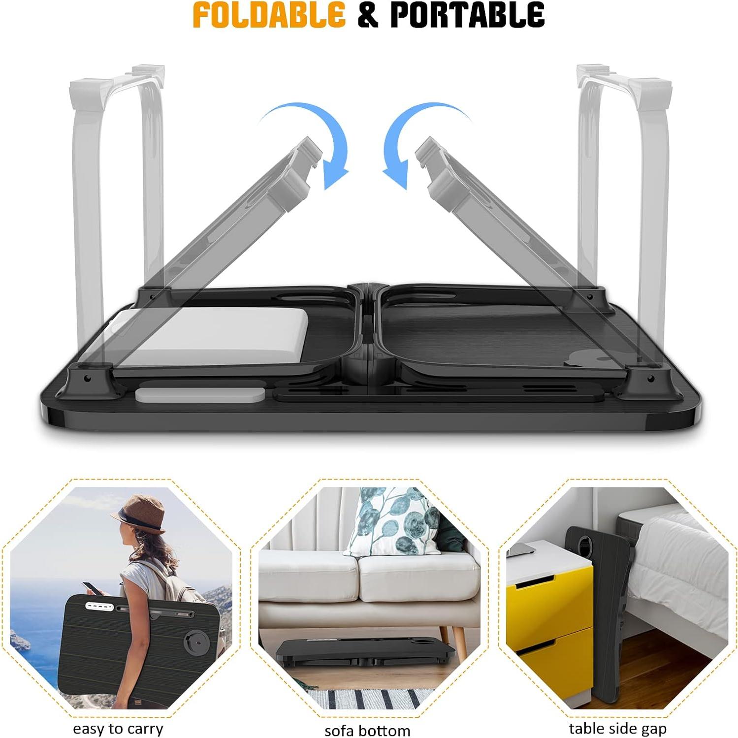 Escritorio de Cama Plegable Fayquaze con Puerto USB y Cajón