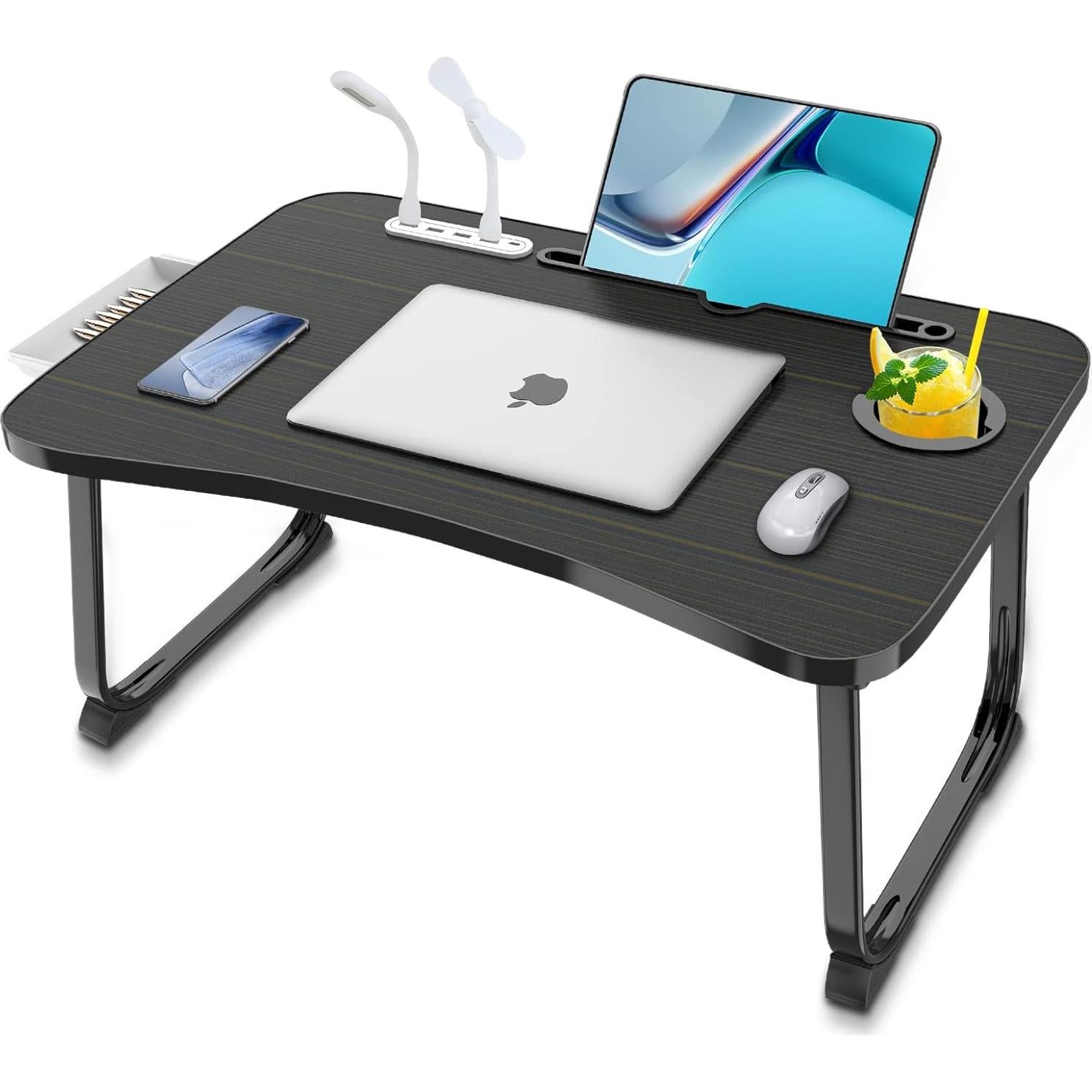 Escritorio de Cama Plegable Fayquaze con Puerto USB y Cajón