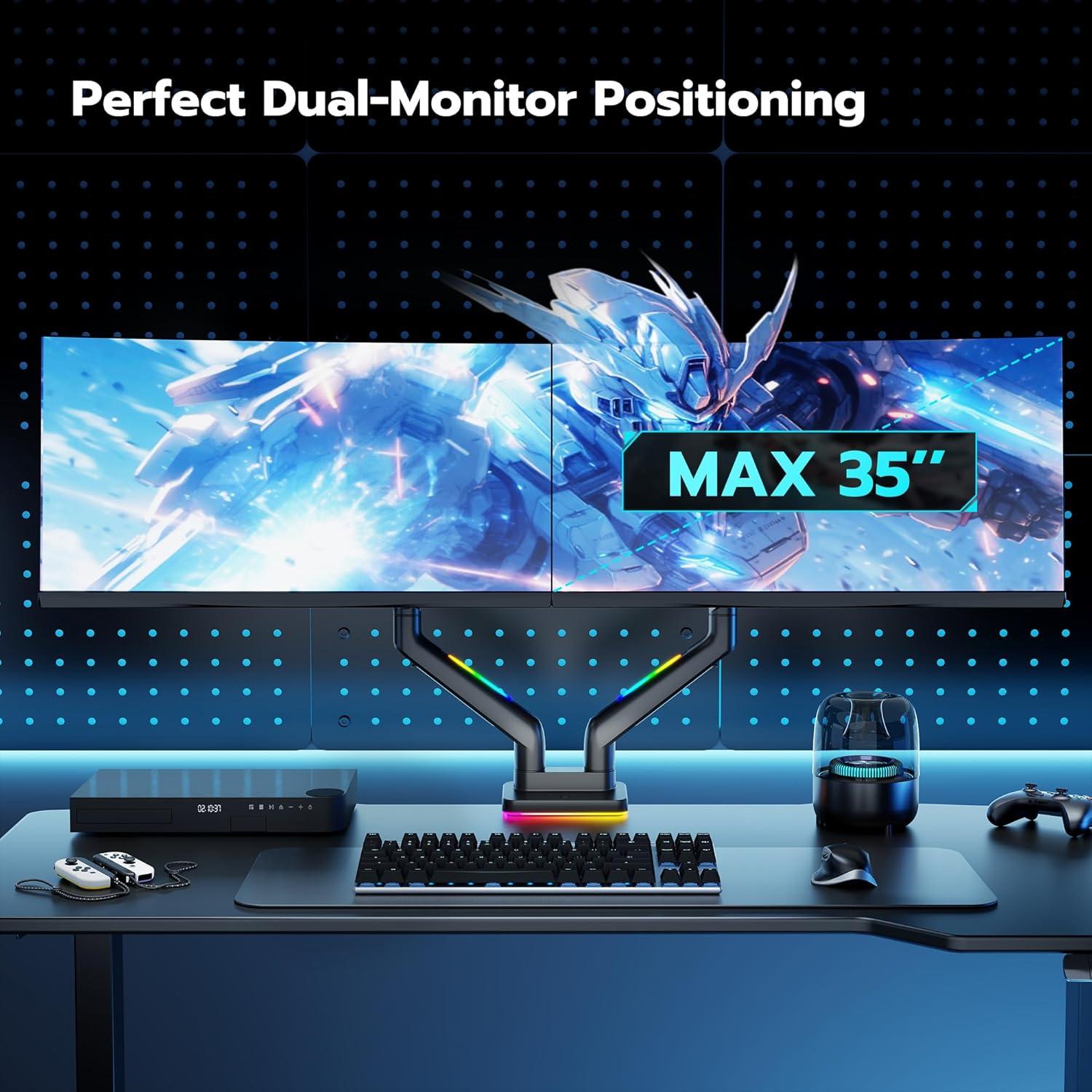 Soporte Doble para Monitor ARES WING 17-35" RGB Ajustable