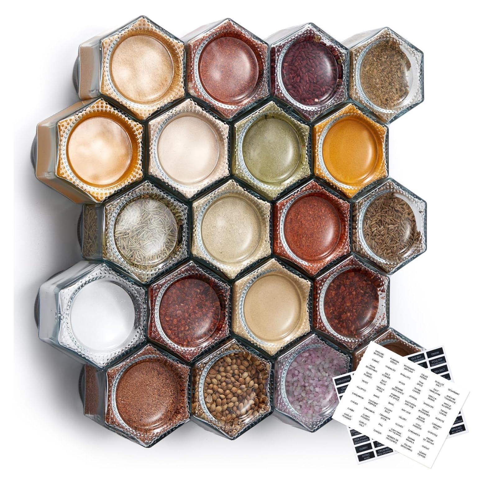 Conjunto de 20 frascos magnéticos Homazing 118ml hexagonales