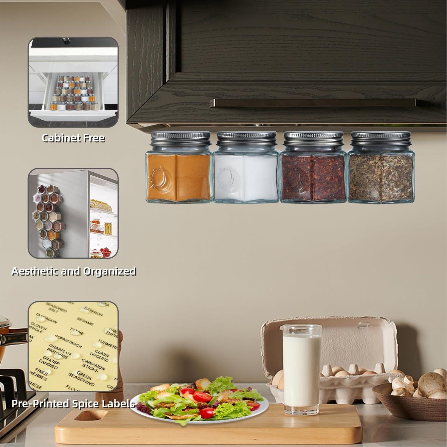 Conjunto de 20 frascos magnéticos Homazing 118ml hexagonales